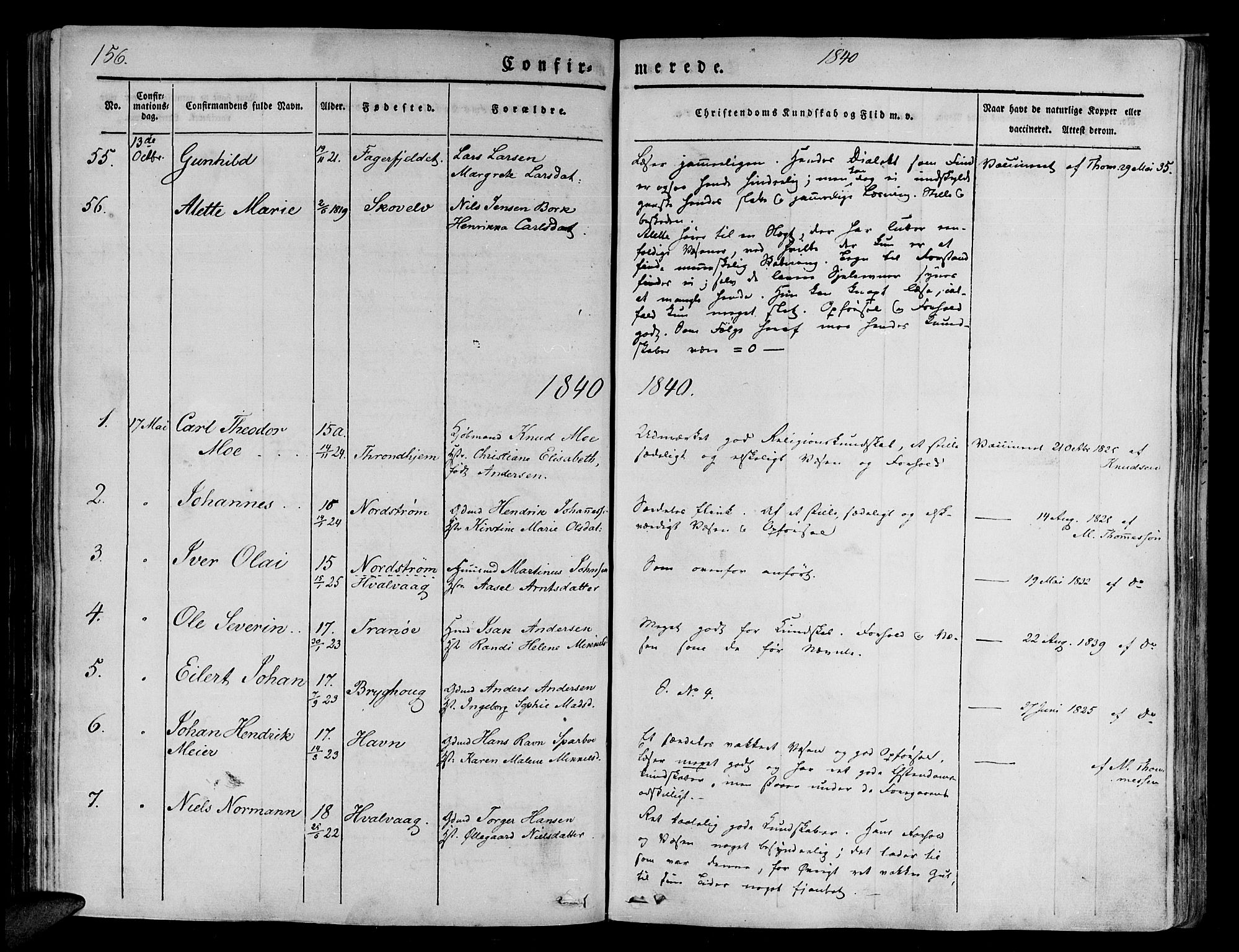Tranøy sokneprestkontor, SATØ/S-1313/I/Ia/Iaa/L0005kirke: Parish register (official) no. 5, 1829-1844, p. 156