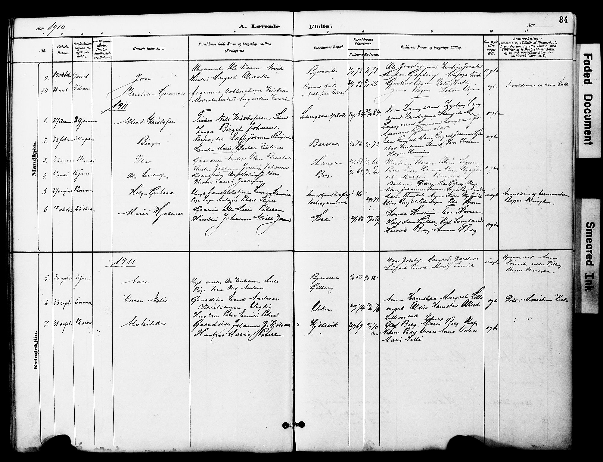 Ministerialprotokoller, klokkerbøker og fødselsregistre - Nord-Trøndelag, SAT/A-1458/722/L0226: Parish register (copy) no. 722C02, 1889-1927, p. 34