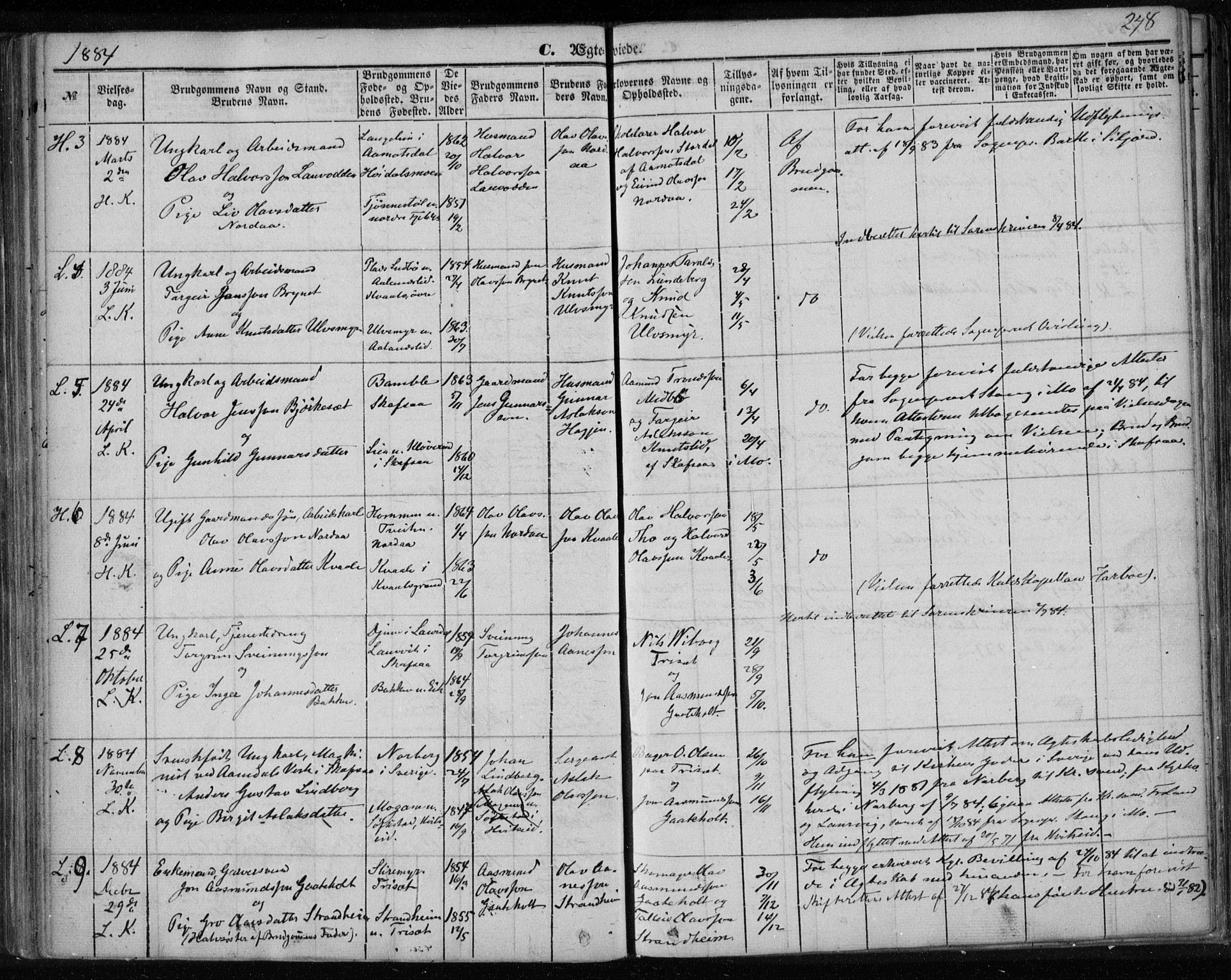 Lårdal kirkebøker, AV/SAKO-A-284/F/Fa/L0006: Parish register (official) no. I 6, 1861-1886, p. 278