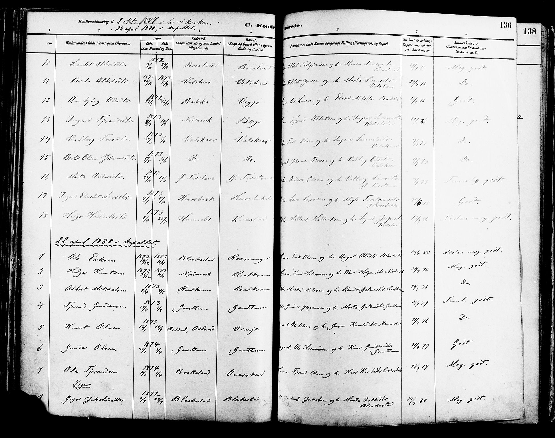 Suldal sokneprestkontor, AV/SAST-A-101845/01/IV/L0011: Parish register (official) no. A 11, 1878-1900, p. 136