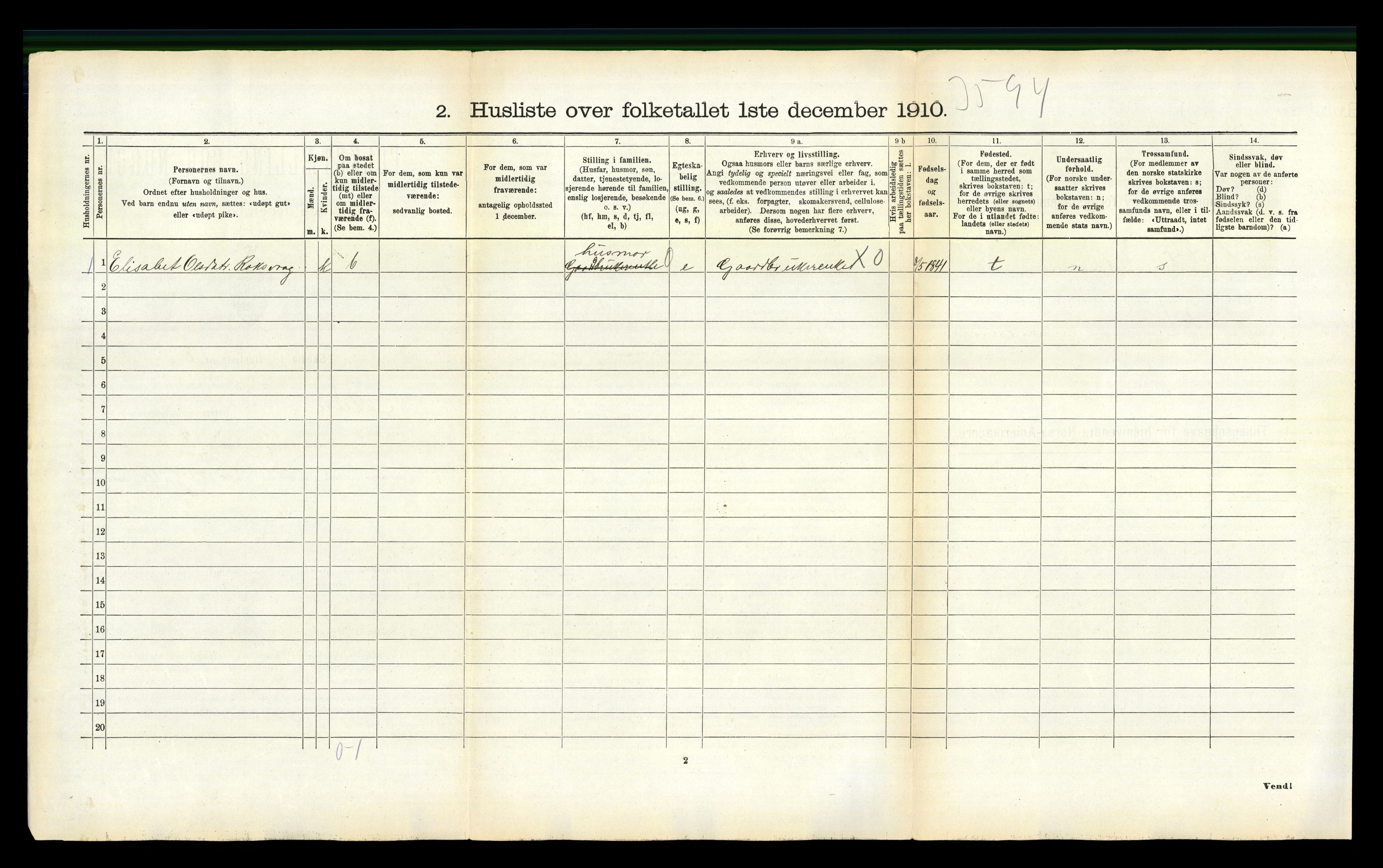 RA, 1910 census for Aure, 1910, p. 453