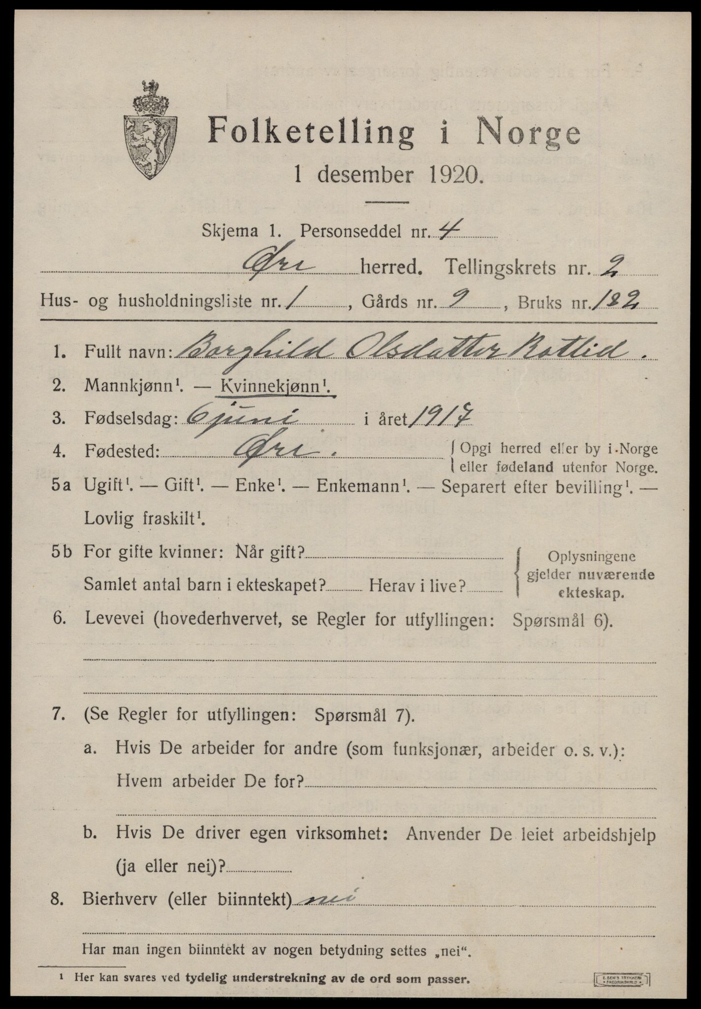 SAT, 1920 census for Øre, 1920, p. 1471