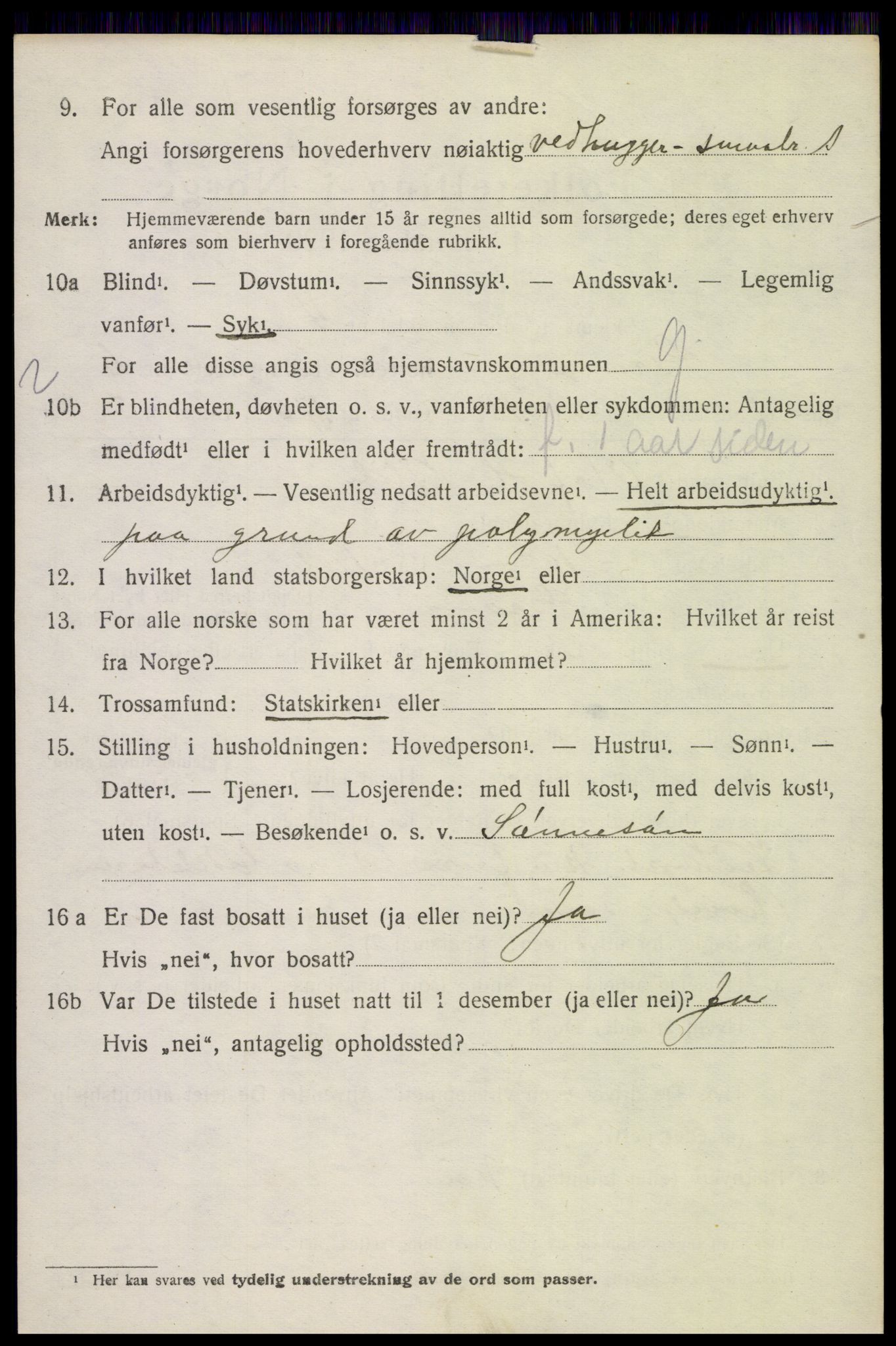 SAH, 1920 census for Gran, 1920, p. 8542