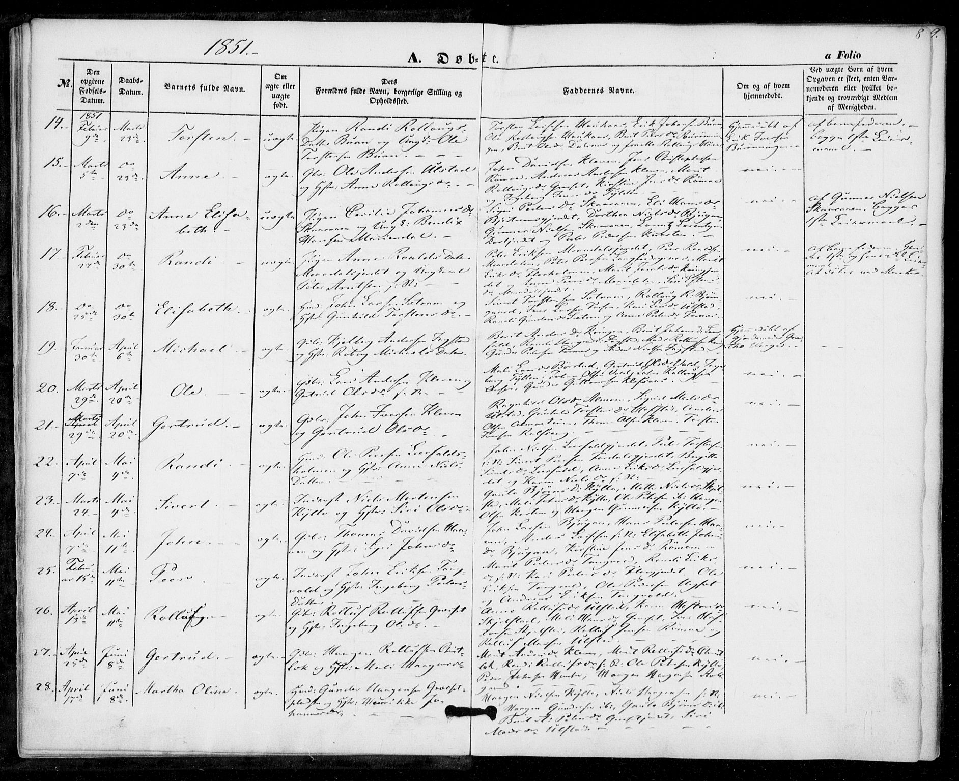 Ministerialprotokoller, klokkerbøker og fødselsregistre - Nord-Trøndelag, AV/SAT-A-1458/703/L0028: Parish register (official) no. 703A01, 1850-1862, p. 8