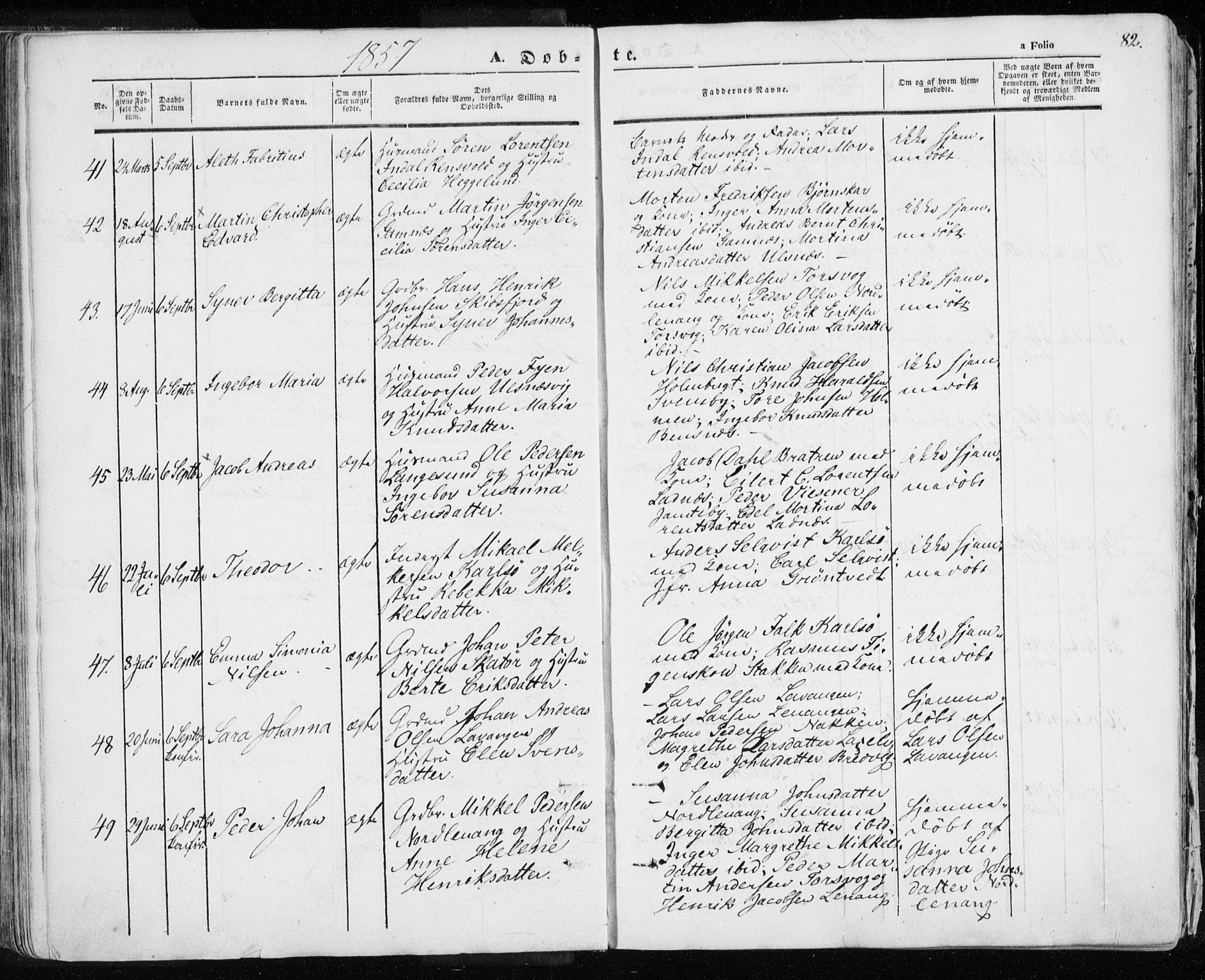 Karlsøy sokneprestembete, SATØ/S-1299/H/Ha/Haa/L0003kirke: Parish register (official) no. 3, 1843-1860, p. 82