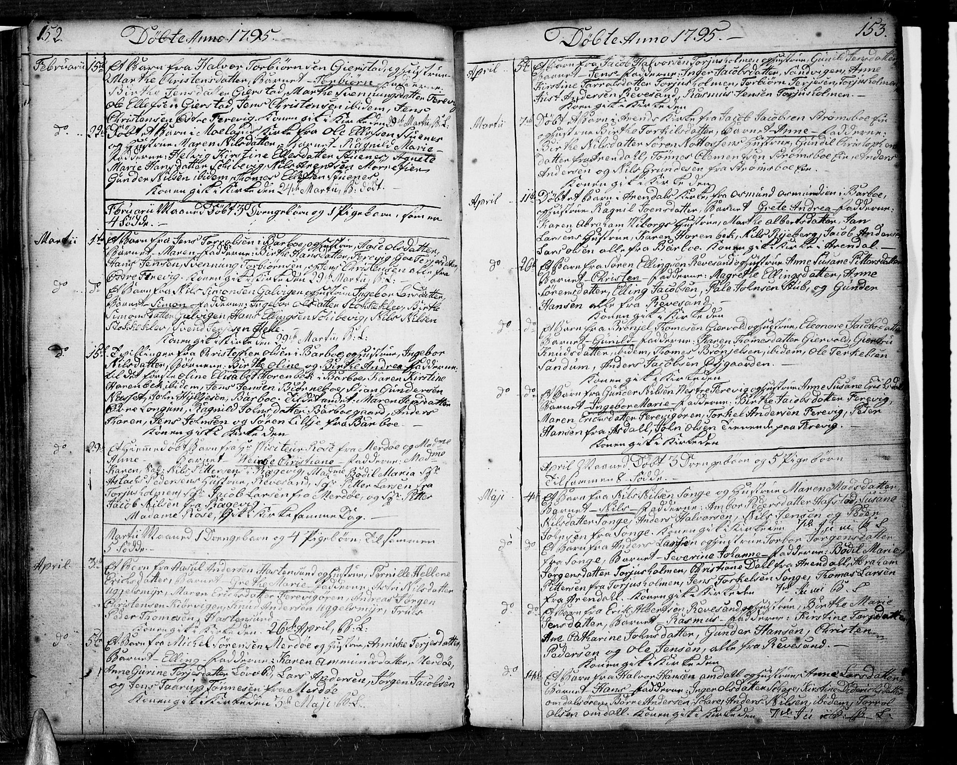 Tromøy sokneprestkontor, SAK/1111-0041/F/Fa/L0002: Parish register (official) no. A 2, 1773-1808, p. 152-153