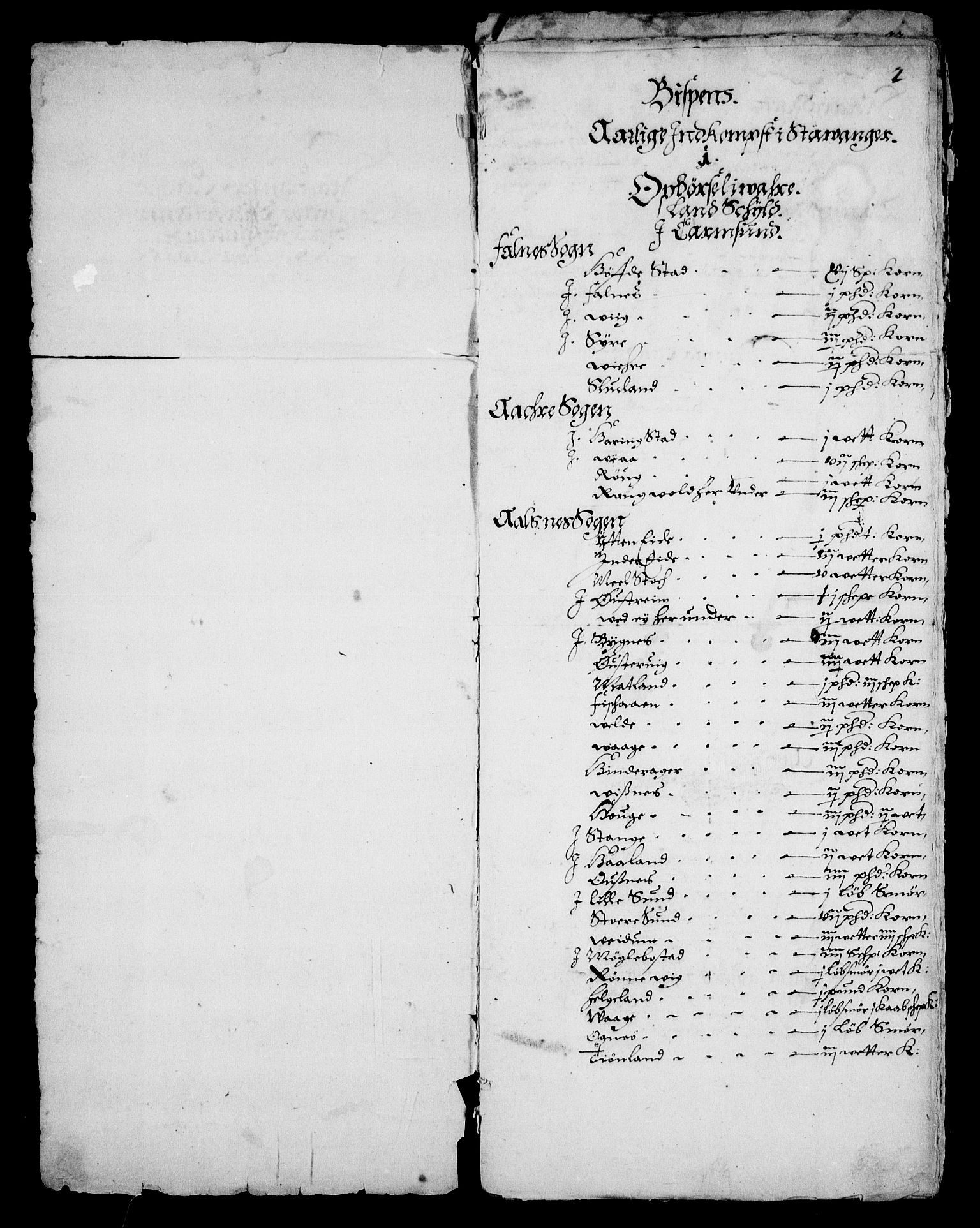 Rentekammeret inntil 1814, Realistisk ordnet avdeling, AV/RA-EA-4070/Fc/Fca/L0002/0001: [Ca II]  Kristiansand stift / Stavanger kapitels jordebok 1618 og Prebender som kongen har forlent pro persona ca. 1617, 1617-1618