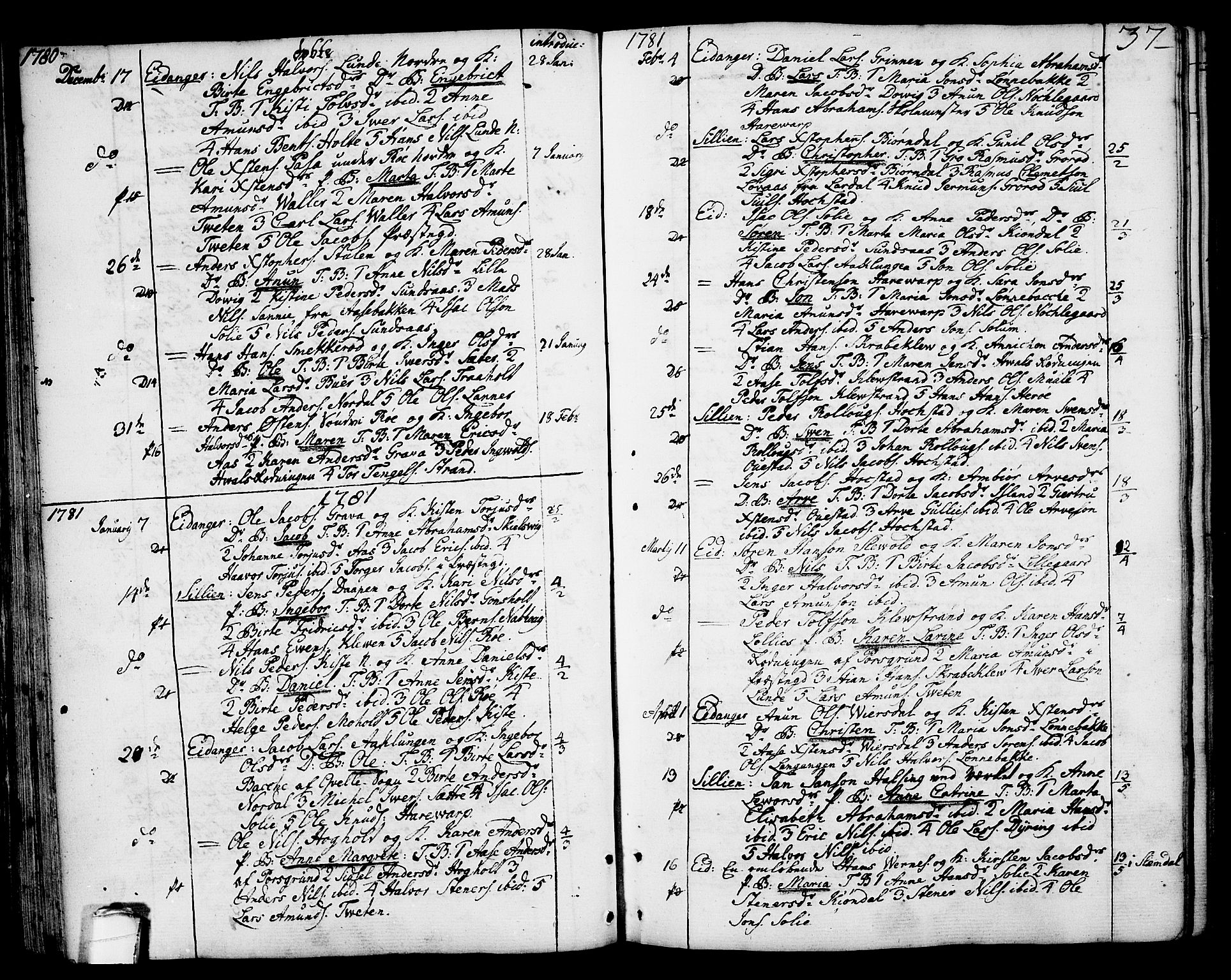 Eidanger kirkebøker, SAKO/A-261/F/Fa/L0006: Parish register (official) no. 6, 1764-1814, p. 37