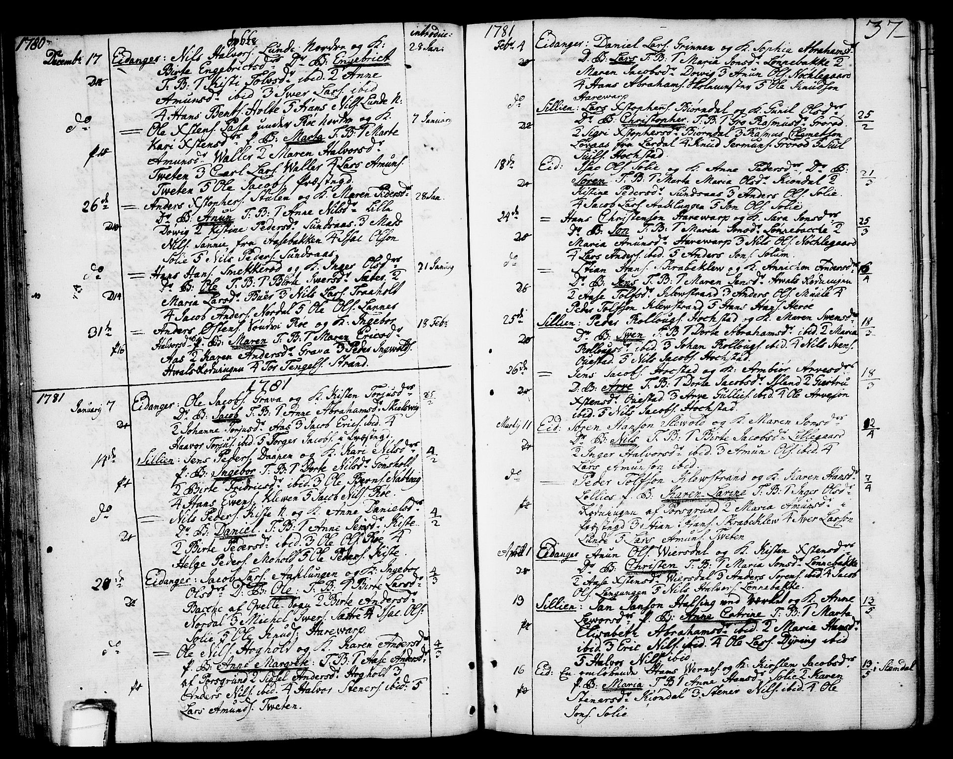 Eidanger kirkebøker, AV/SAKO-A-261/F/Fa/L0006: Parish register (official) no. 6, 1764-1814, p. 37