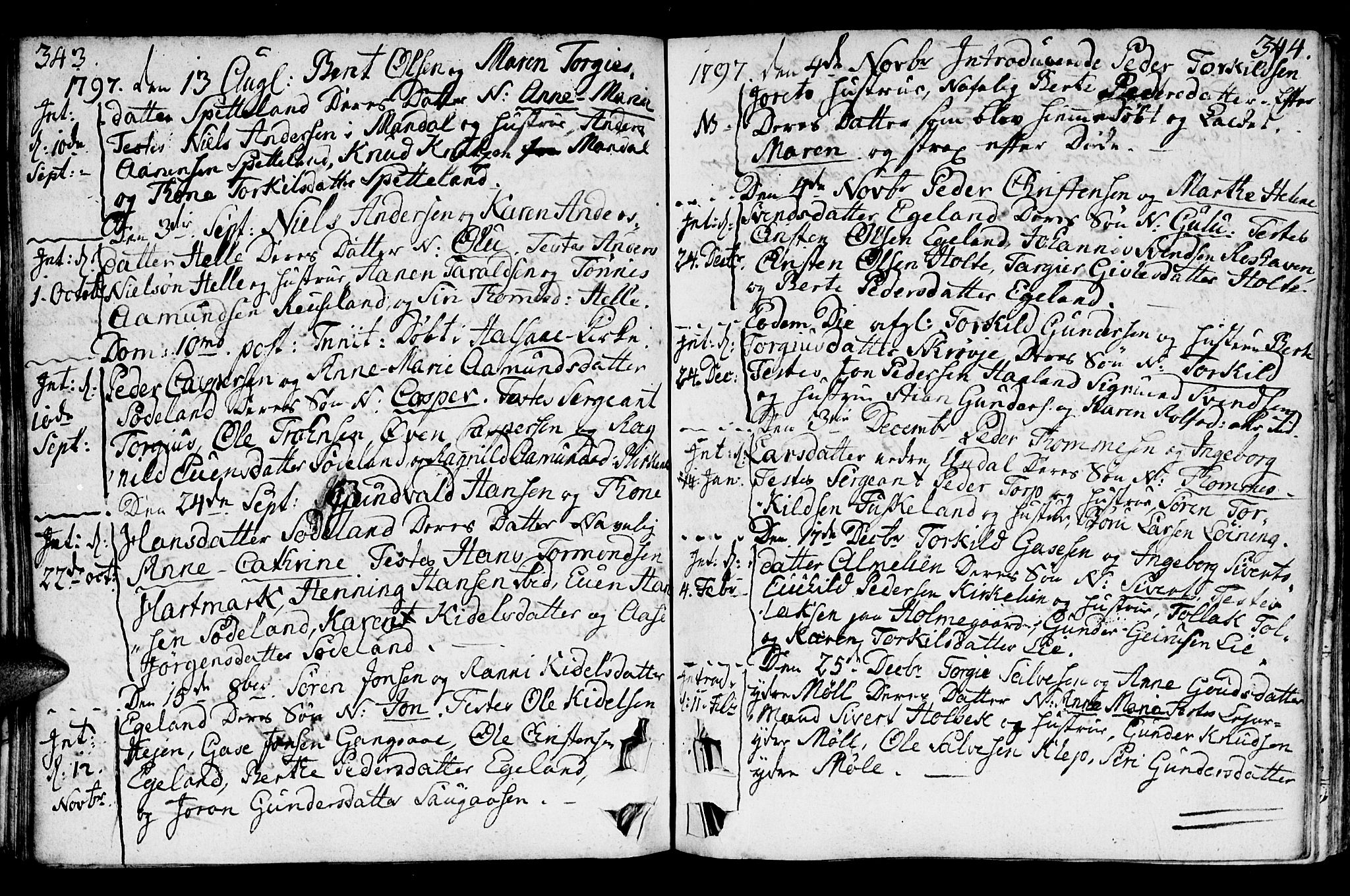 Holum sokneprestkontor, SAK/1111-0022/F/Fa/Faa/L0003: Parish register (official) no. A 3, 1780-1821, p. 343-344