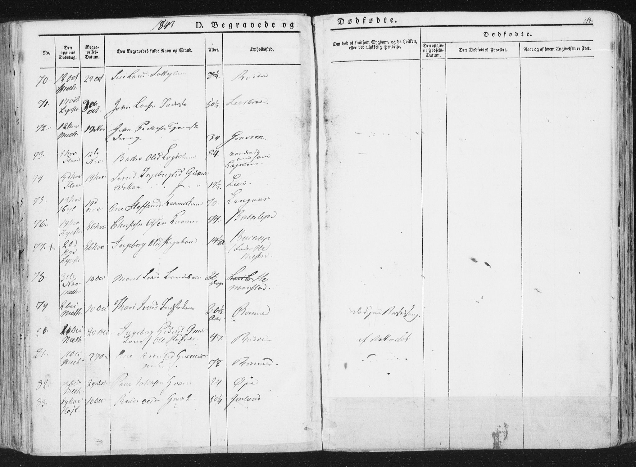 Ministerialprotokoller, klokkerbøker og fødselsregistre - Sør-Trøndelag, SAT/A-1456/691/L1074: Parish register (official) no. 691A06, 1842-1852, p. 314