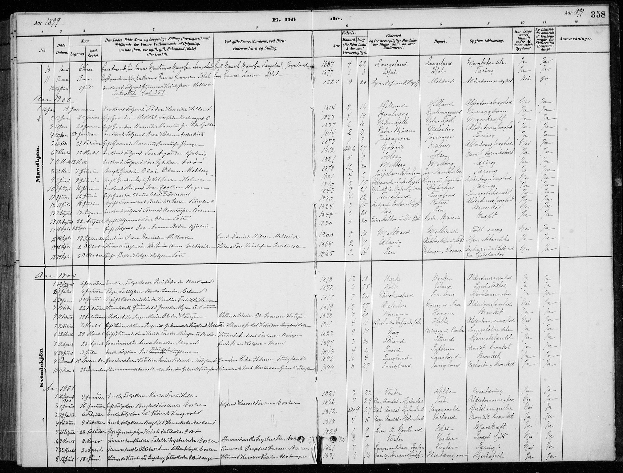 Strand sokneprestkontor, SAST/A-101828/H/Ha/Hab/L0004: Parish register (copy) no. B 4, 1878-1903, p. 358