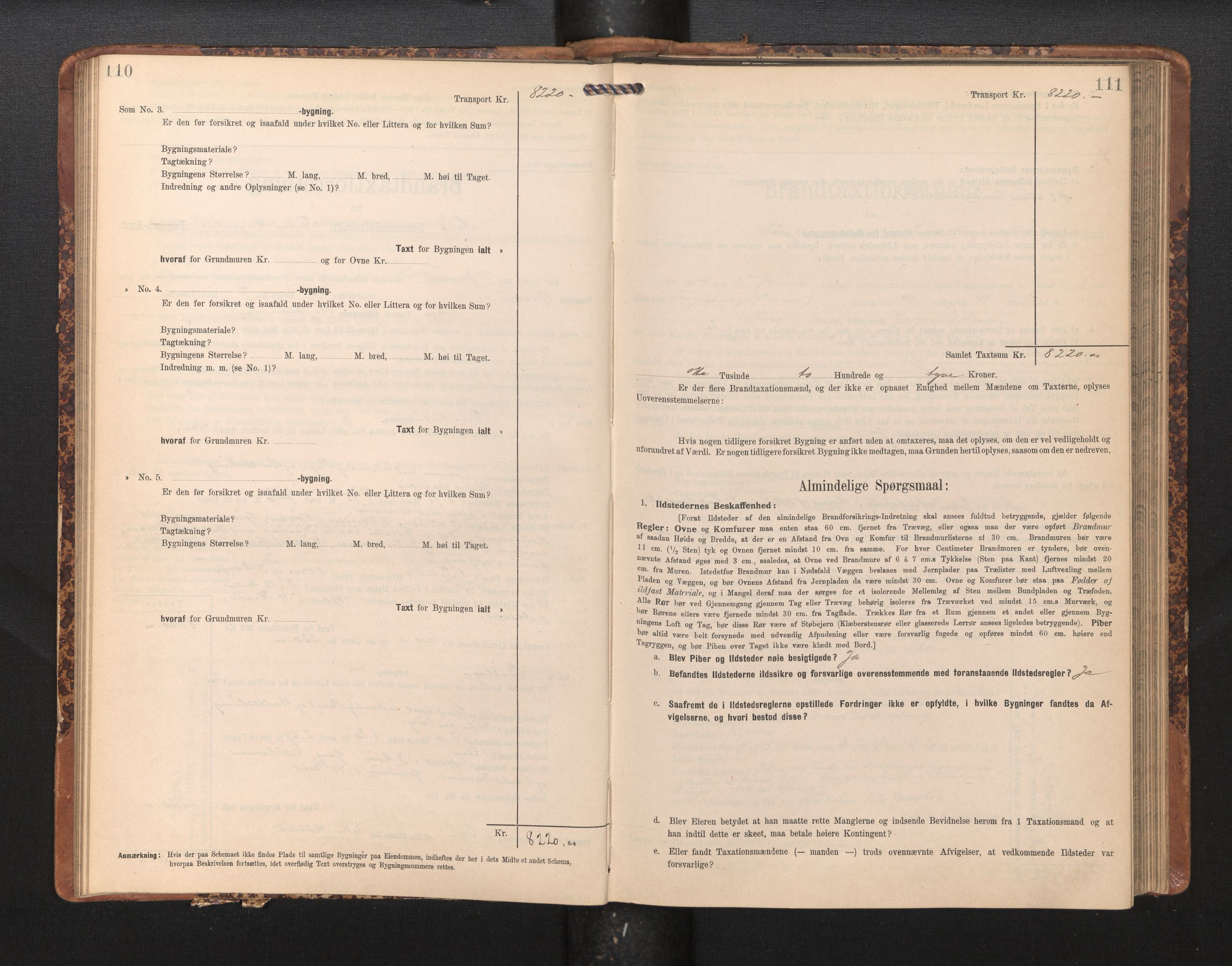 Lensmannen i Fana, AV/SAB-A-31801/0012/L0018: Branntakstprotokoll skjematakst, 1907-1910, p. 110-111