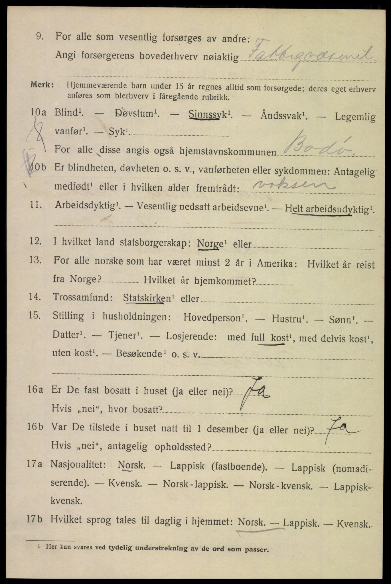 SAT, 1920 census for Bodø, 1920, p. 3682