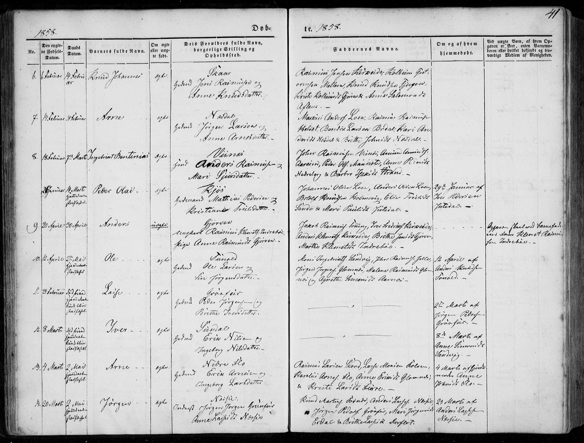 Stryn Sokneprestembete, AV/SAB-A-82501: Parish register (official) no. A 2, 1844-1861, p. 41