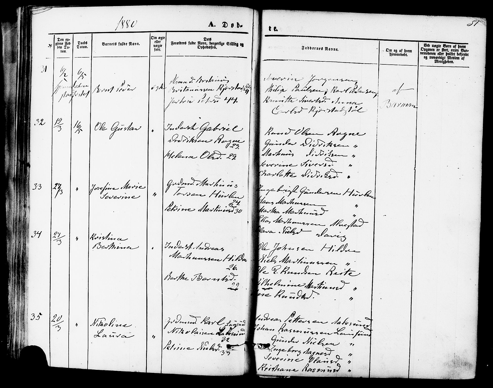 Ministerialprotokoller, klokkerbøker og fødselsregistre - Møre og Romsdal, SAT/A-1454/536/L0500: Parish register (official) no. 536A09, 1876-1889, p. 51