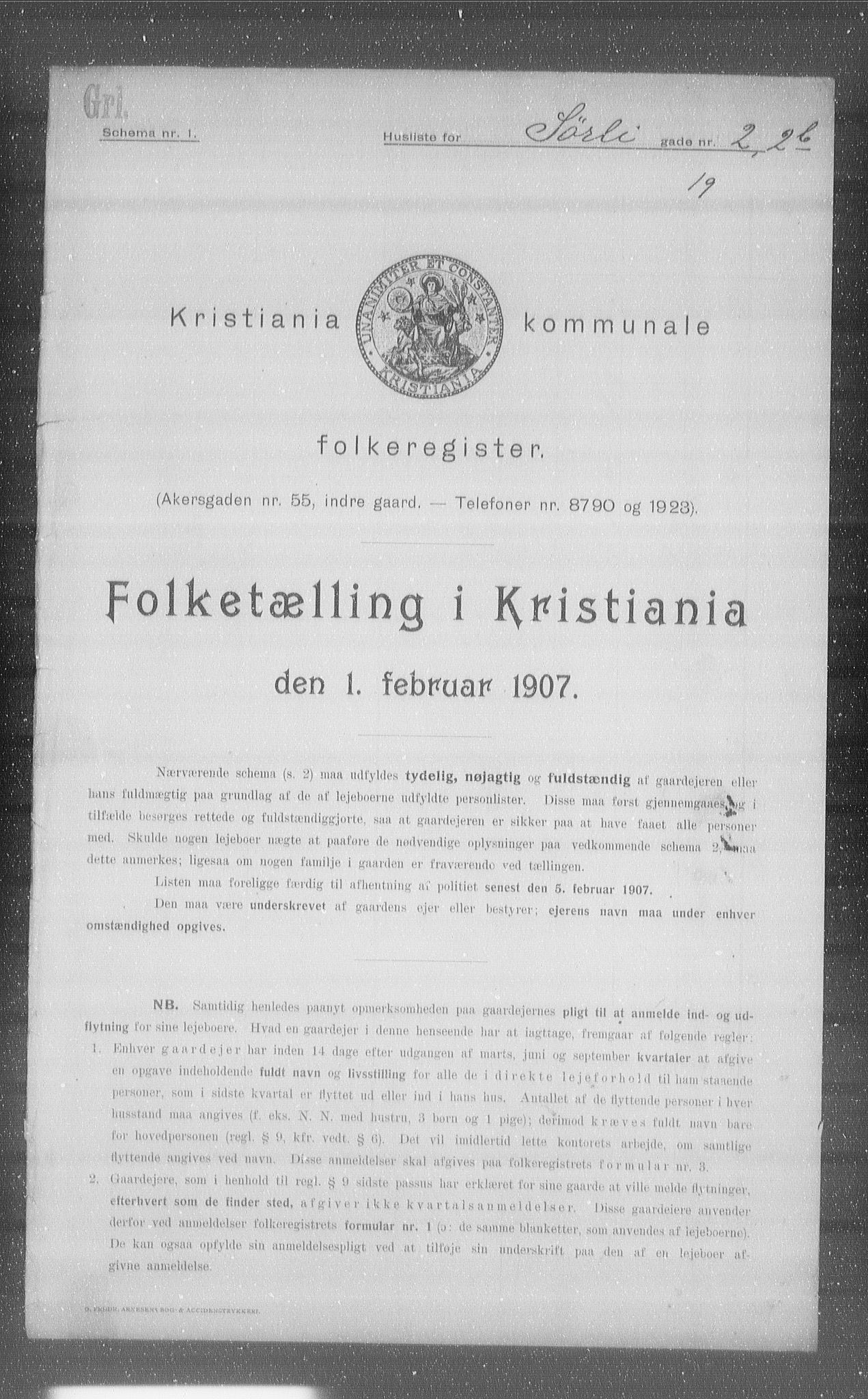 OBA, Municipal Census 1907 for Kristiania, 1907, p. 54137