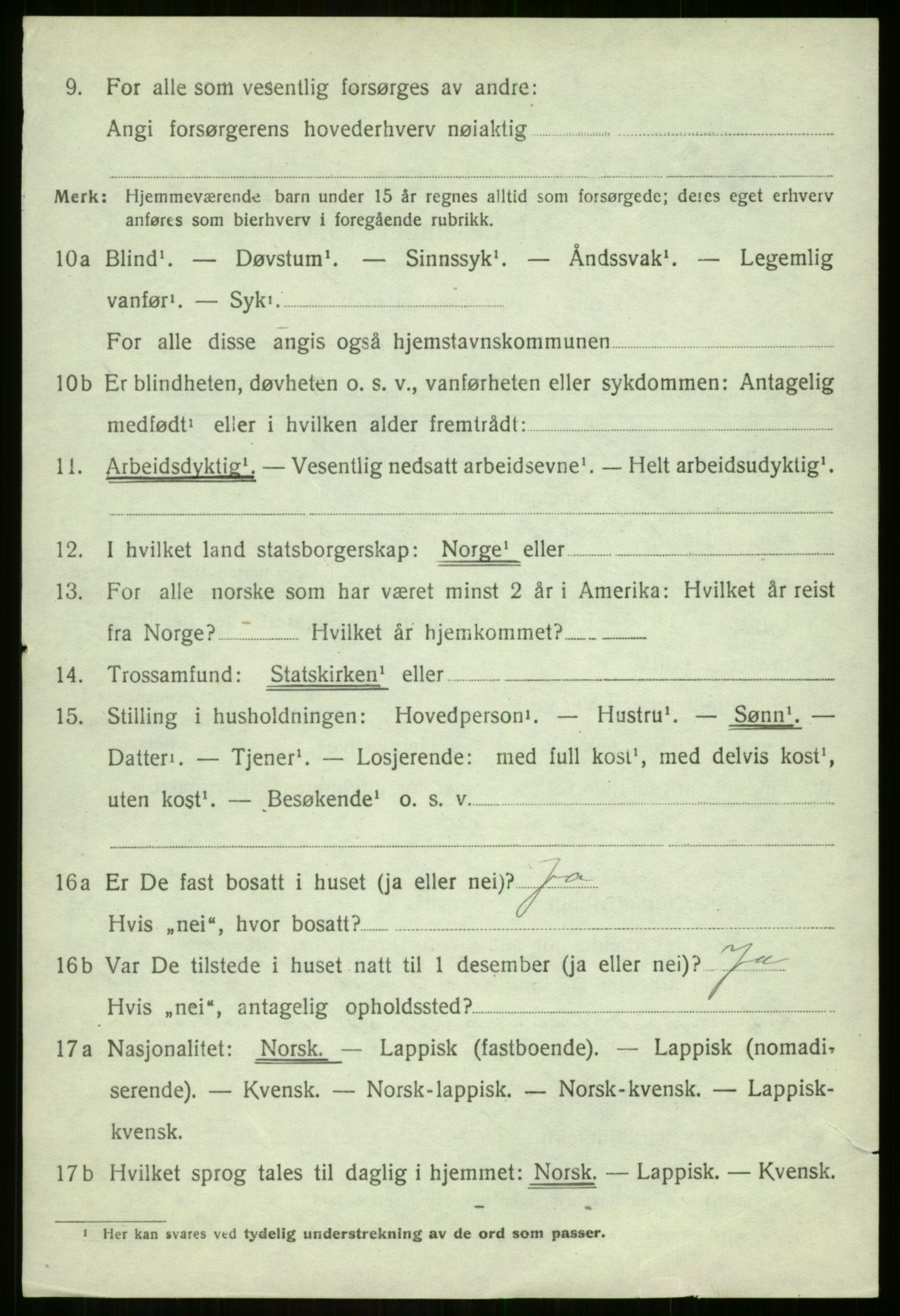 SATØ, 1920 census for Berg, 1920, p. 1709