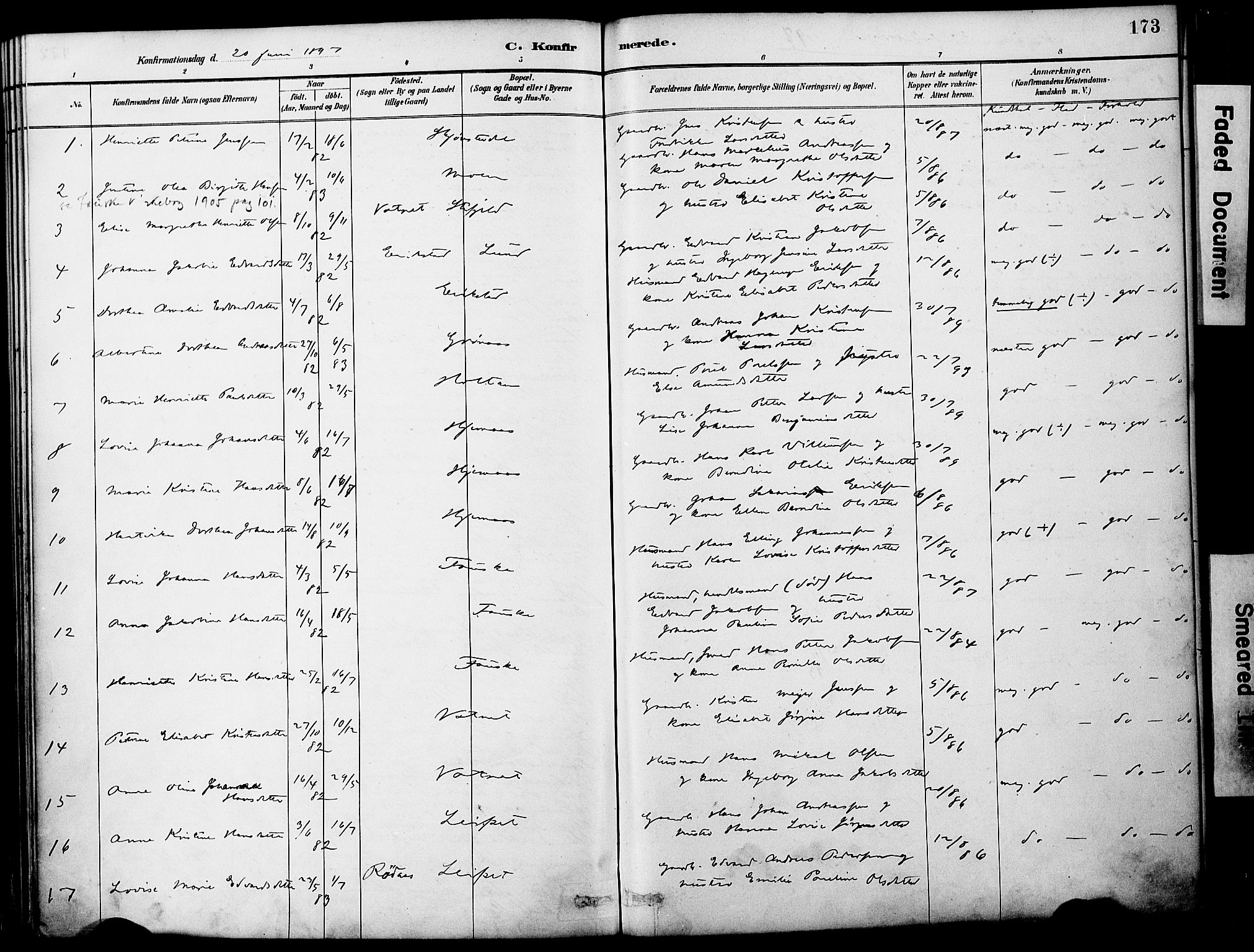 Ministerialprotokoller, klokkerbøker og fødselsregistre - Nordland, AV/SAT-A-1459/849/L0690: Parish register (official) no. 849A02, 1890-1897, p. 173