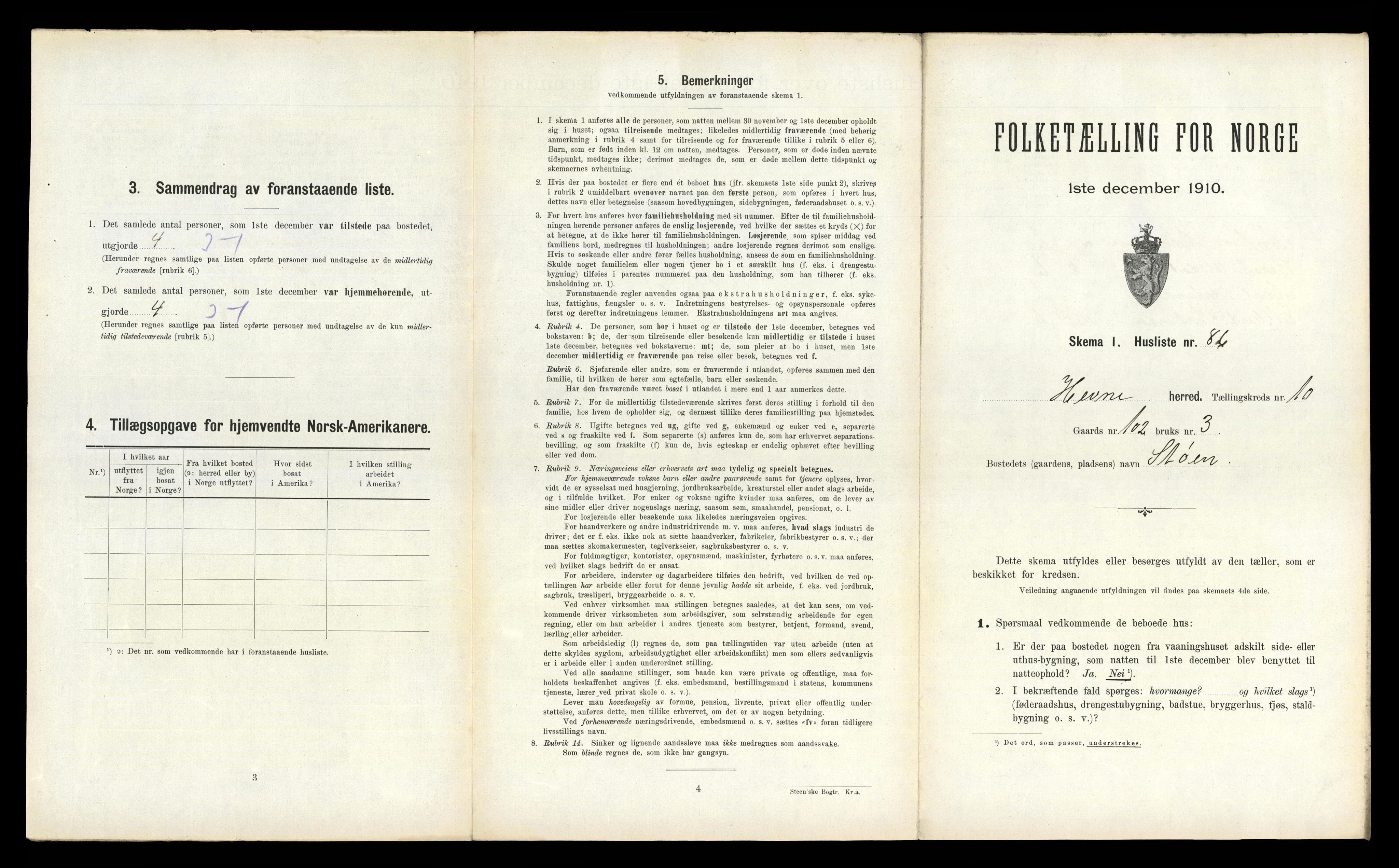 RA, 1910 census for Hemne, 1910, p. 1335