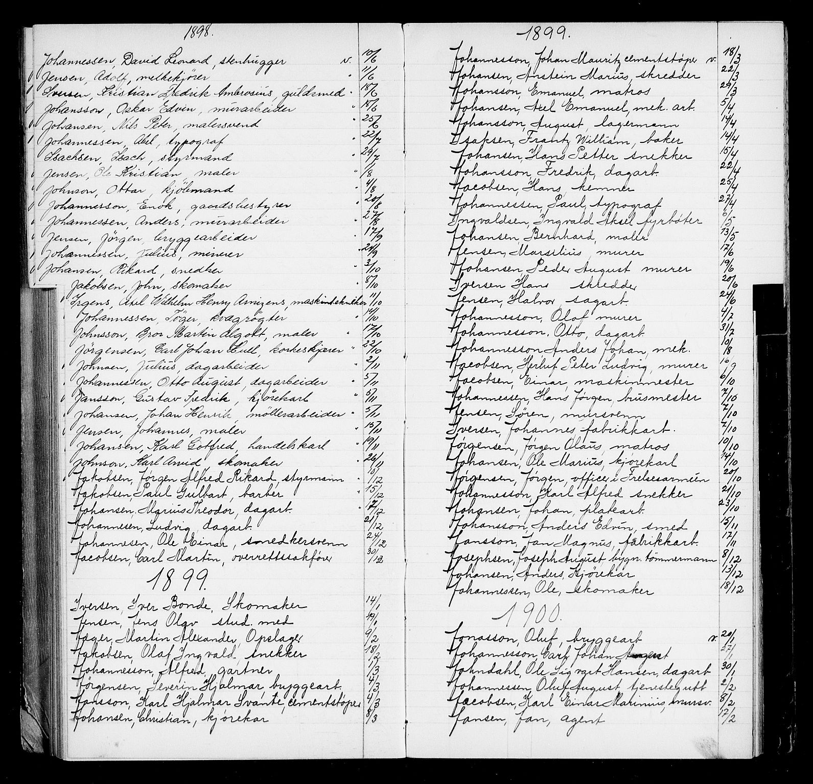 Oslo byfogd avd. I, AV/SAO-A-10220/L/La/L0001: Register - Vigsler og testamenter, 1886-1910, p. 57