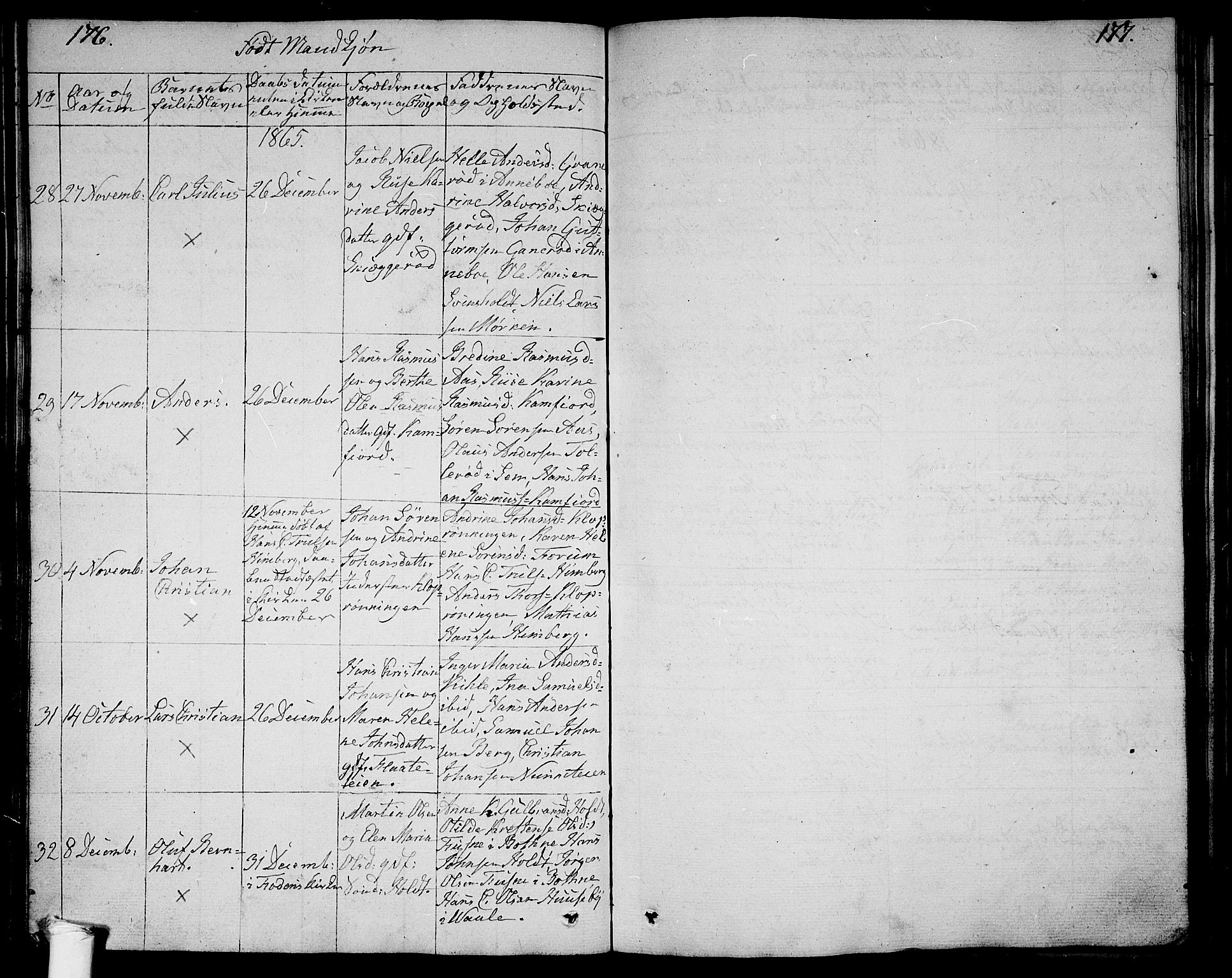 Ramnes kirkebøker, SAKO/A-314/G/Ga/L0002: Parish register (copy) no. I 2, 1848-1870, p. 176-177