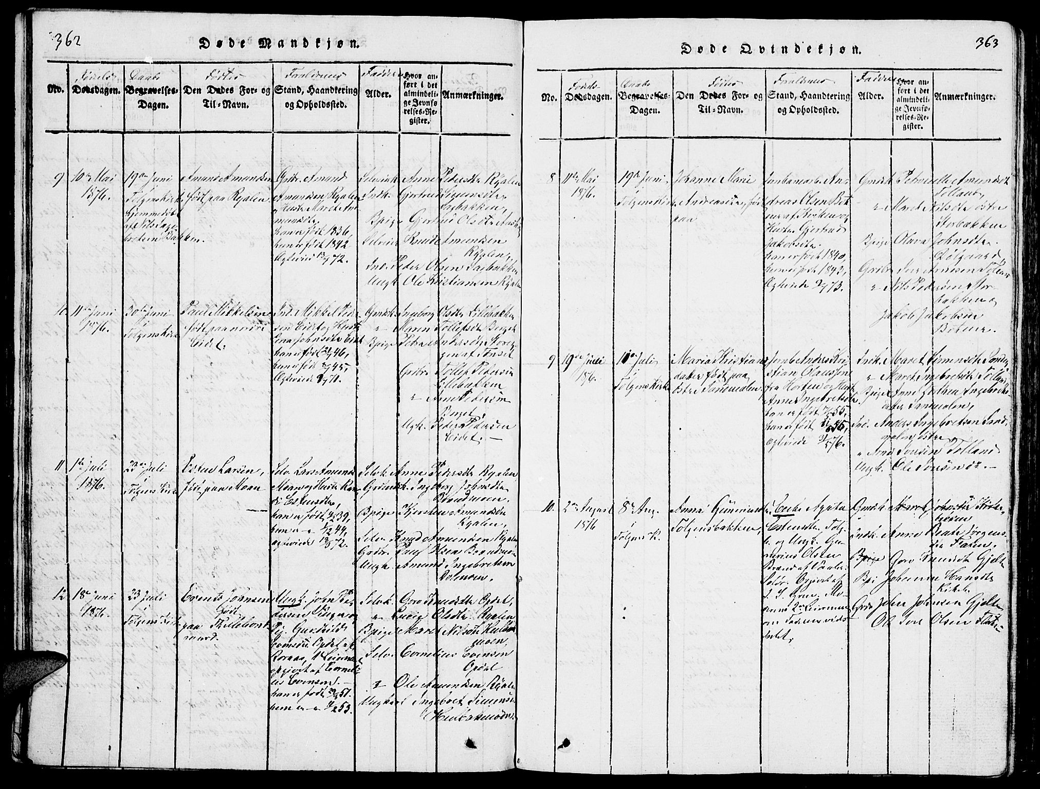 Tolga prestekontor, AV/SAH-PREST-062/L/L0001: Parish register (copy) no. 1, 1814-1877, p. 362-363