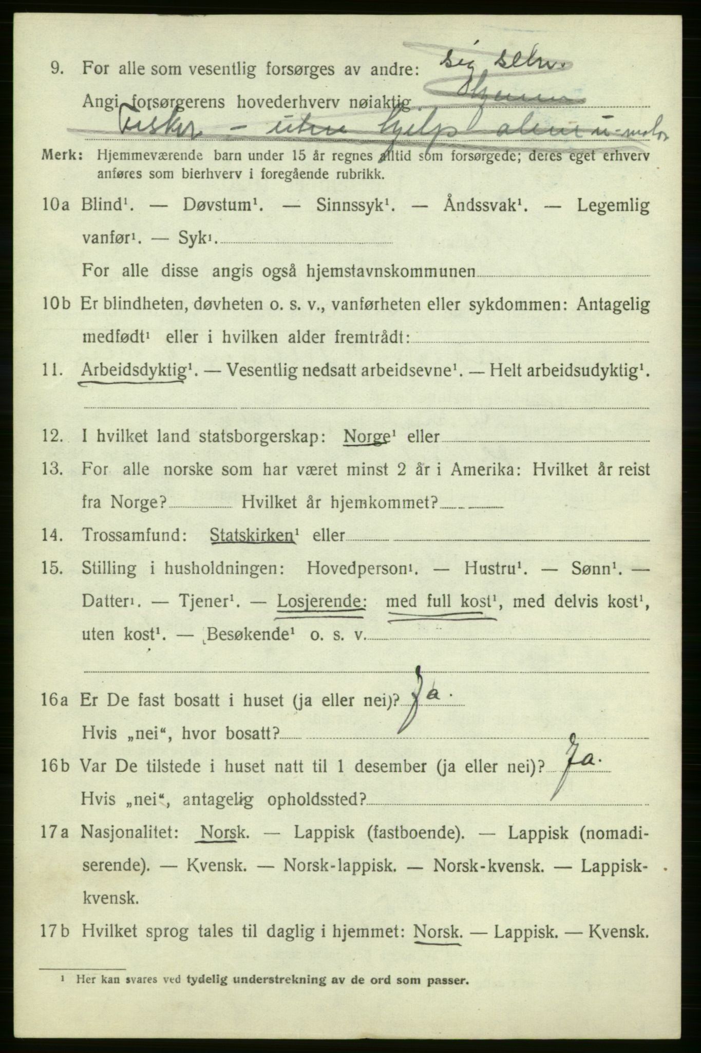 SATØ, 1920 census for Kjelvik, 1920, p. 1916