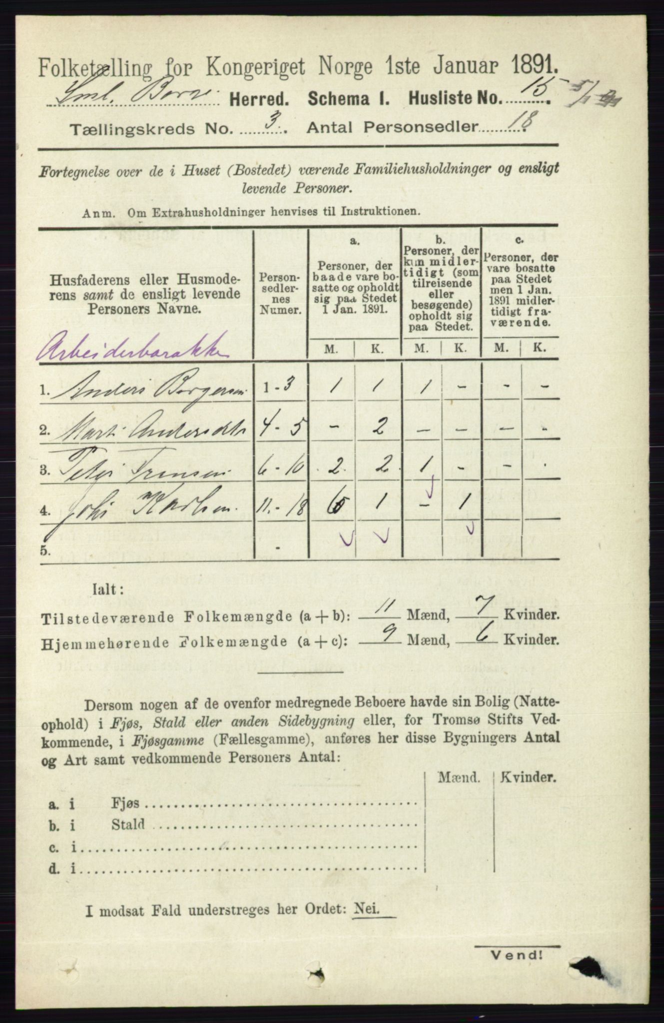 RA, 1891 census for 0113 Borge, 1891, p. 1366