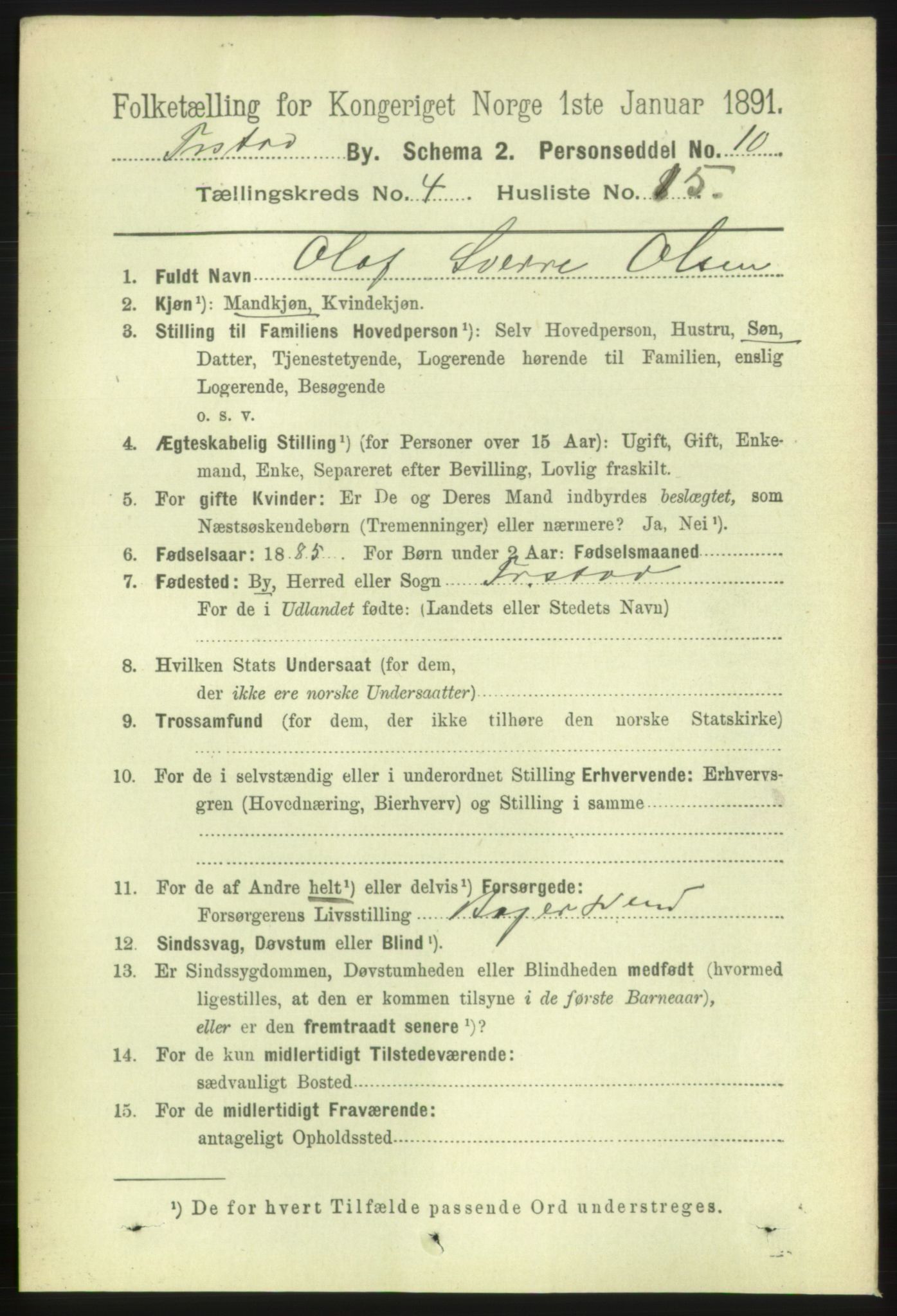 RA, 1891 census for 0103 Fredrikstad, 1891, p. 6435