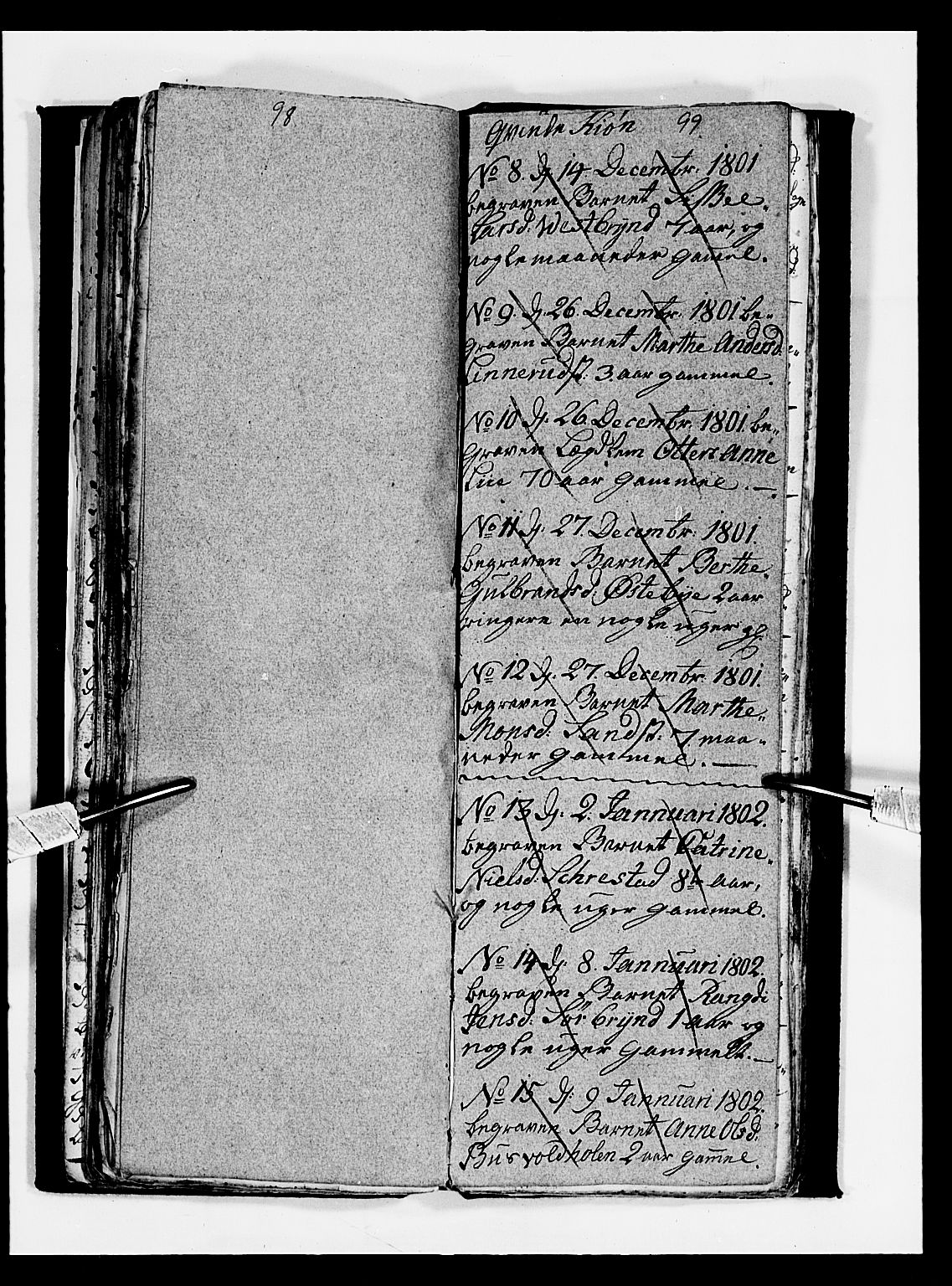 Romedal prestekontor, SAH/PREST-004/L/L0003: Parish register (copy) no. 3, 1801-1806, p. 98-99