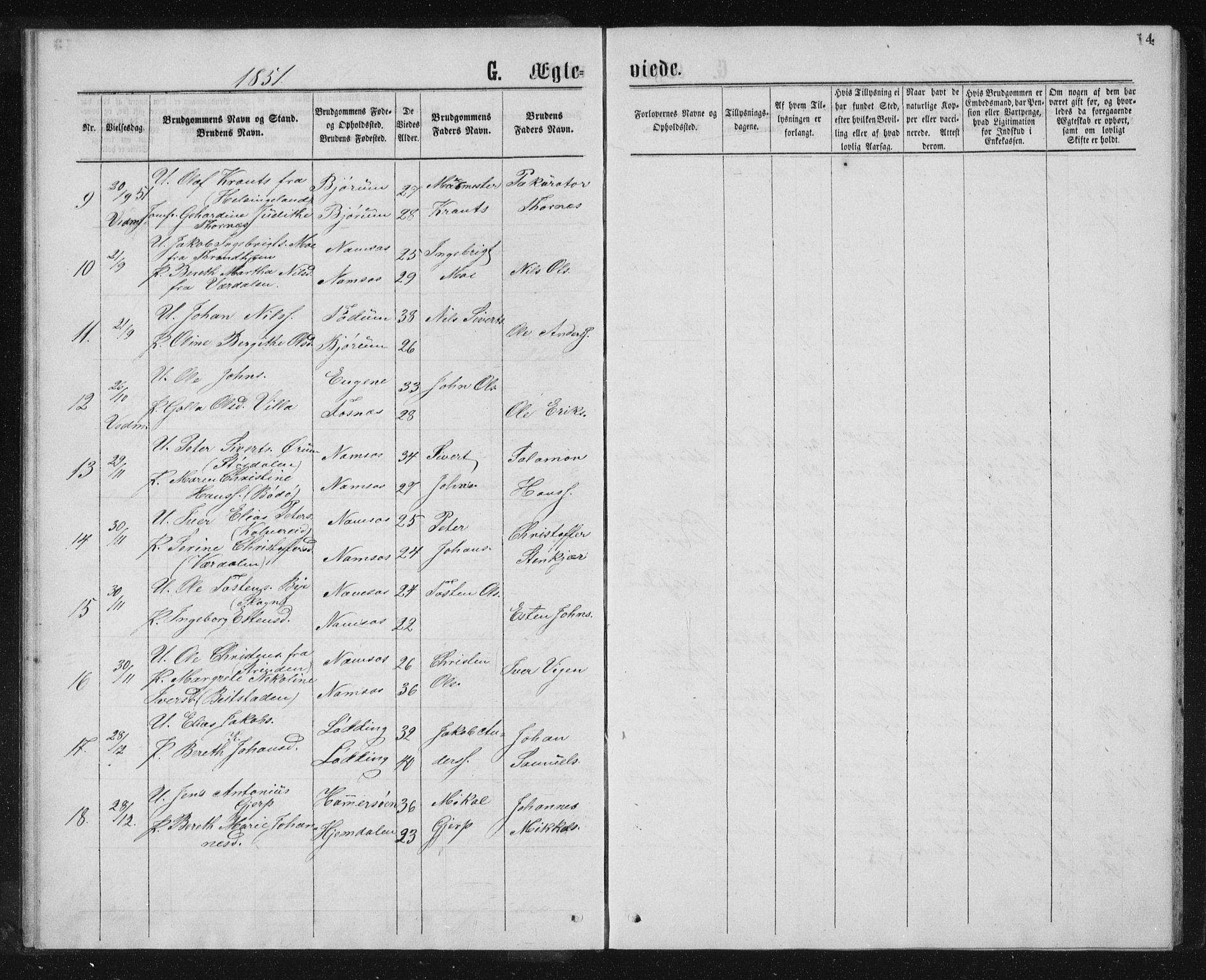 Ministerialprotokoller, klokkerbøker og fødselsregistre - Nord-Trøndelag, AV/SAT-A-1458/768/L0568: Parish register (official) no. 768A03, 1836-1865, p. 14