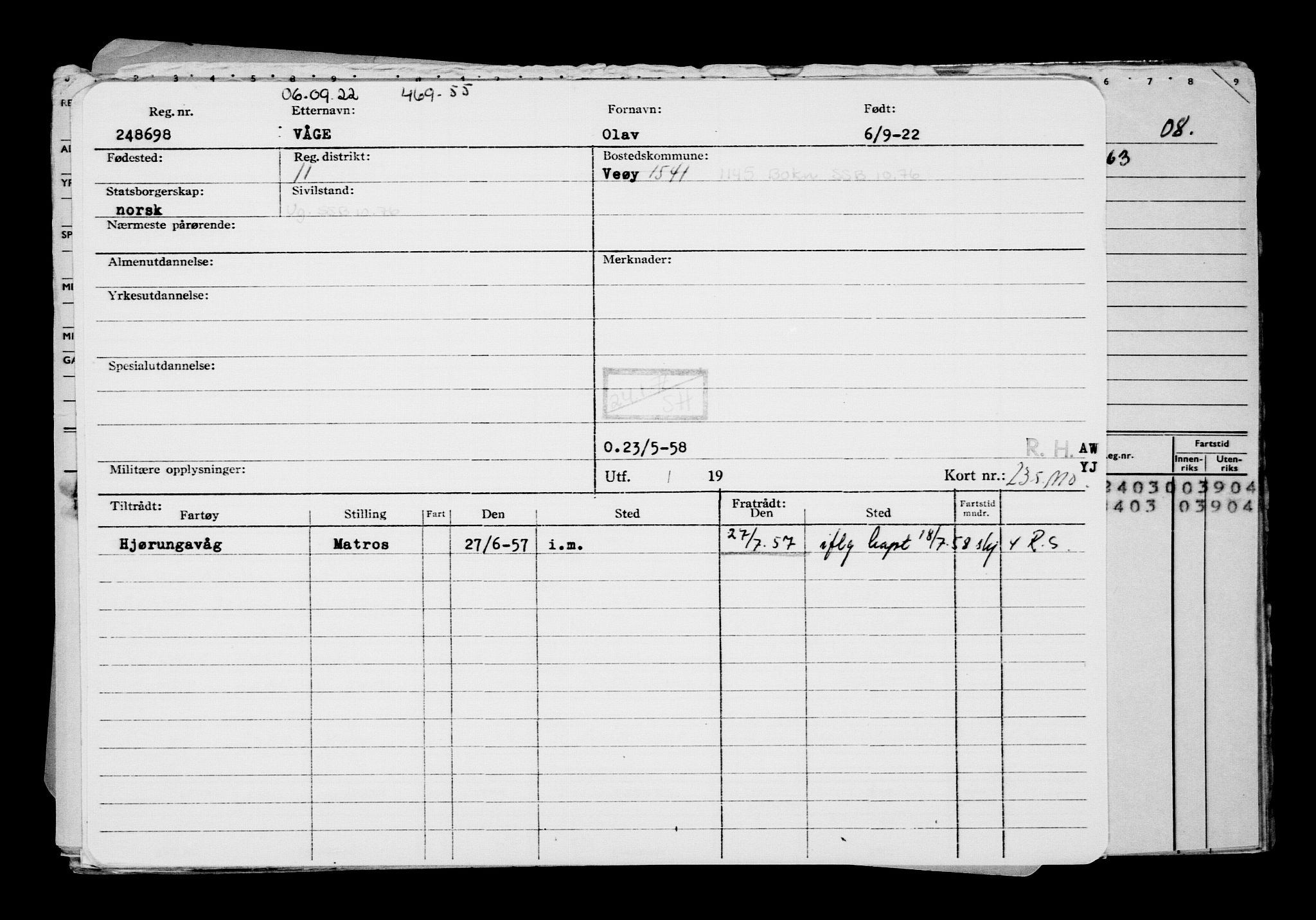 Direktoratet for sjømenn, AV/RA-S-3545/G/Gb/L0210: Hovedkort, 1922, p. 430