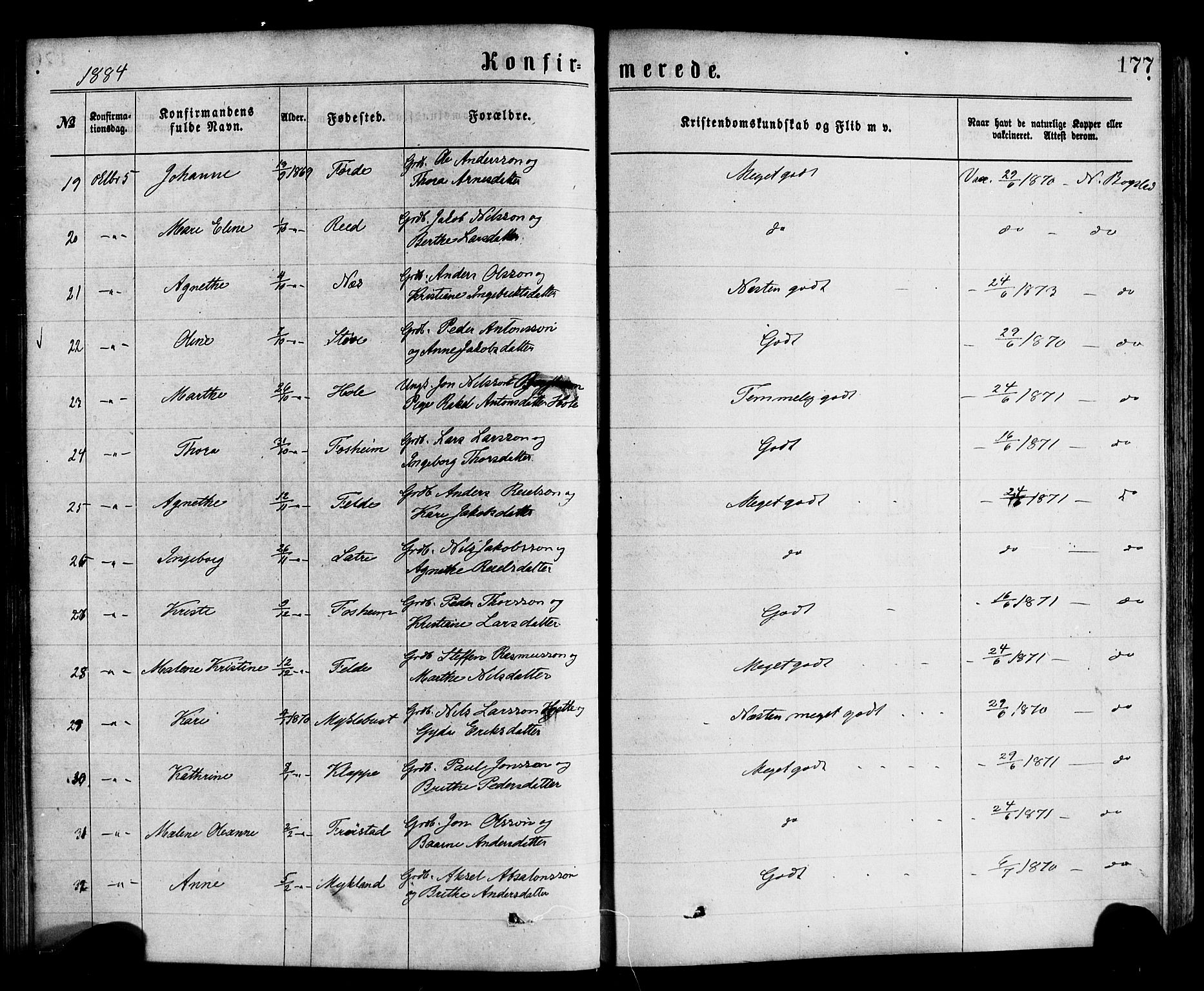 Gloppen sokneprestembete, AV/SAB-A-80101/H/Haa/Haac/L0001: Parish register (official) no. C 1, 1871-1886, p. 177