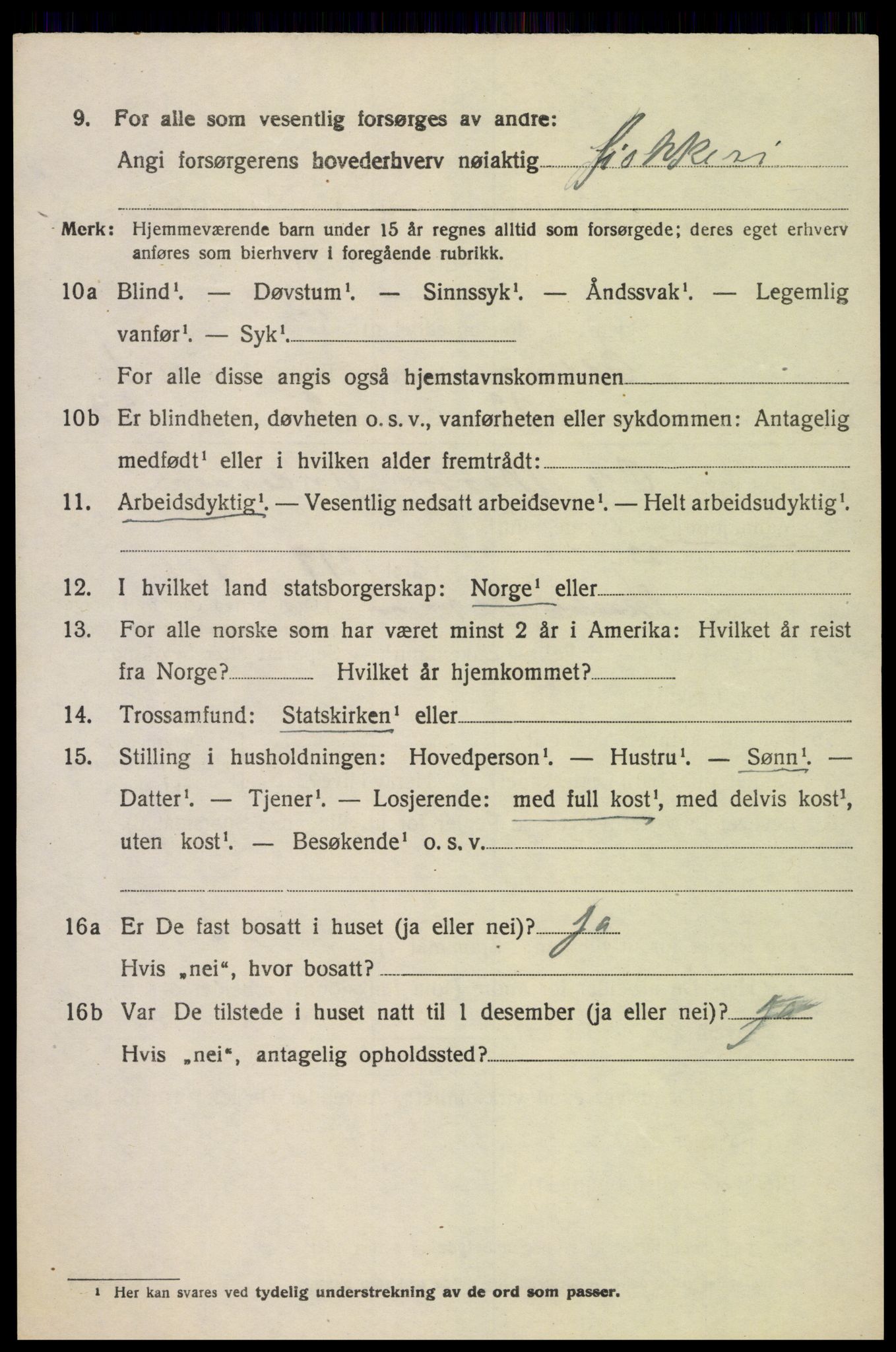 SAK, 1920 census for Oddernes, 1920, p. 2154