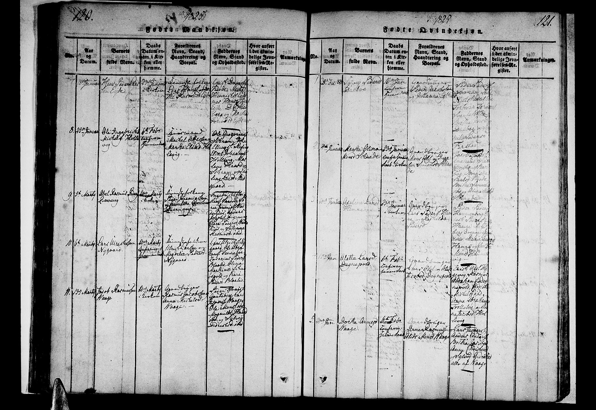 Selje sokneprestembete, SAB/A-99938/H/Ha/Haa/Haaa: Parish register (official) no. A 8, 1816-1828, p. 120-121