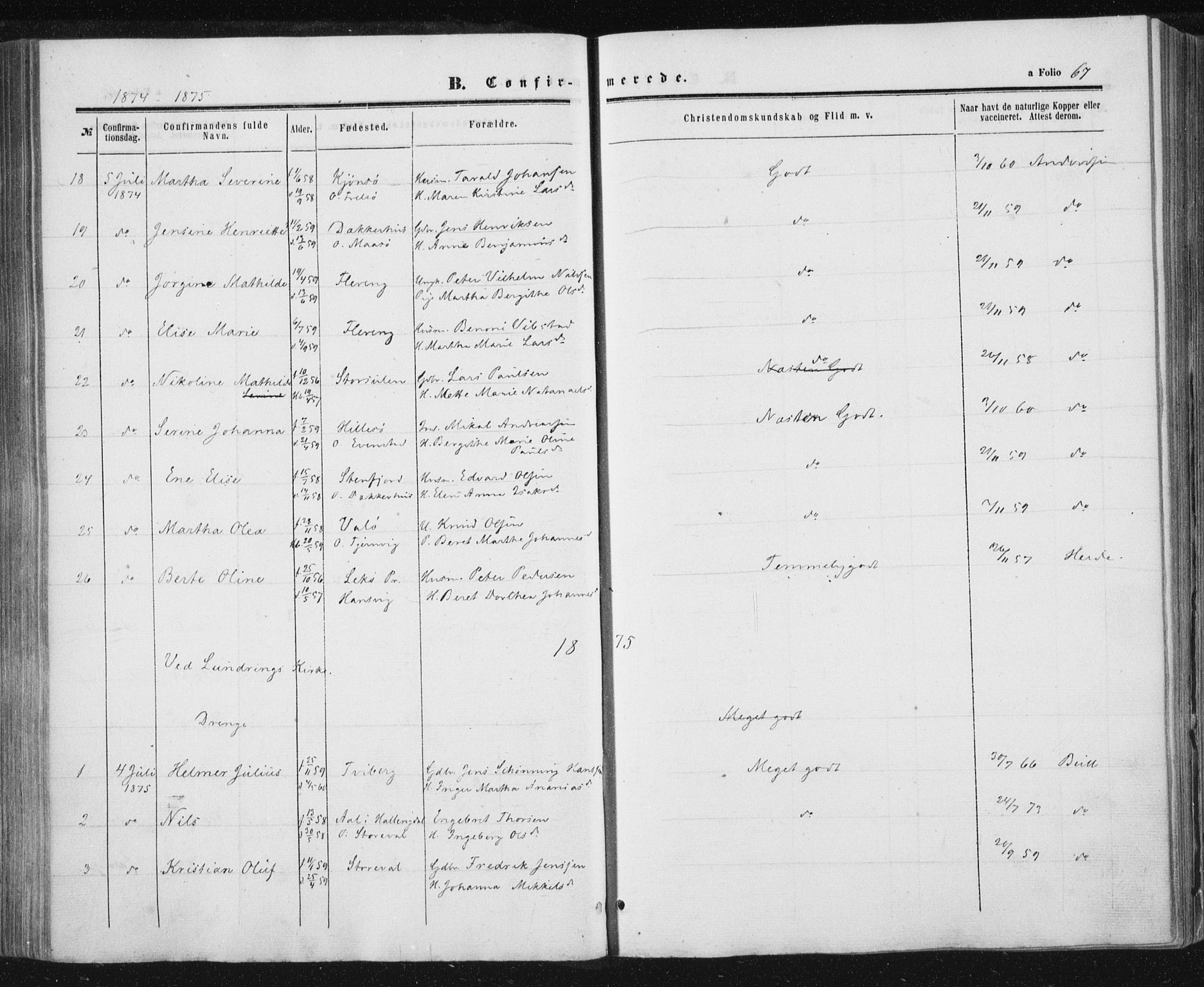 Ministerialprotokoller, klokkerbøker og fødselsregistre - Nord-Trøndelag, SAT/A-1458/784/L0670: Parish register (official) no. 784A05, 1860-1876, p. 67