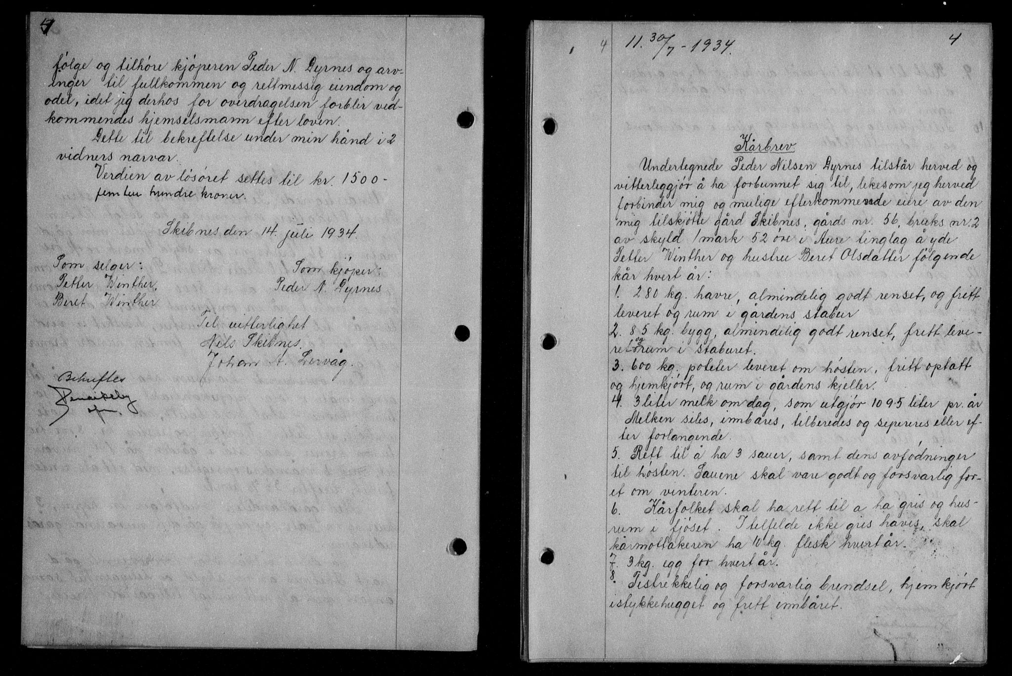 Nordmøre sorenskriveri, AV/SAT-A-4132/1/2/2Ca/L0082: Mortgage book no. 72, 1934-1934, Deed date: 30.07.1934