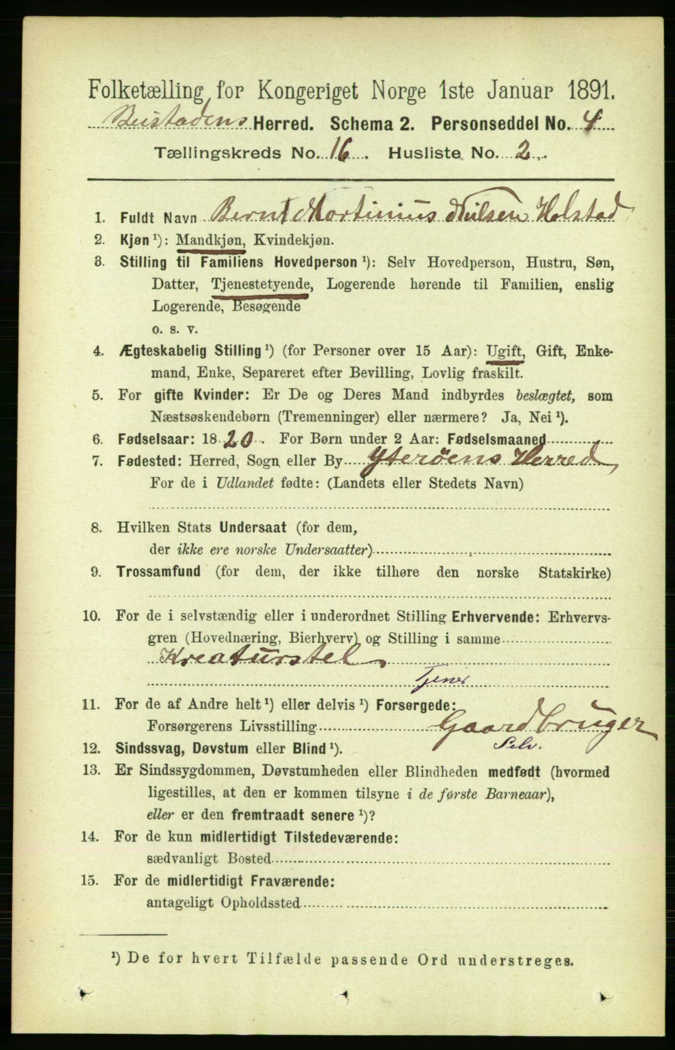 RA, 1891 census for 1727 Beitstad, 1891, p. 4176