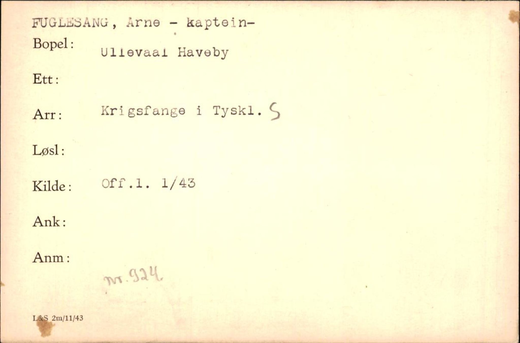 Forsvaret, Forsvarets krigshistoriske avdeling, RA/RAFA-2017/Y/Yf/L0200: II-C-11-2102  -  Norske krigsfanger i Tyskland, 1940-1945, p. 288