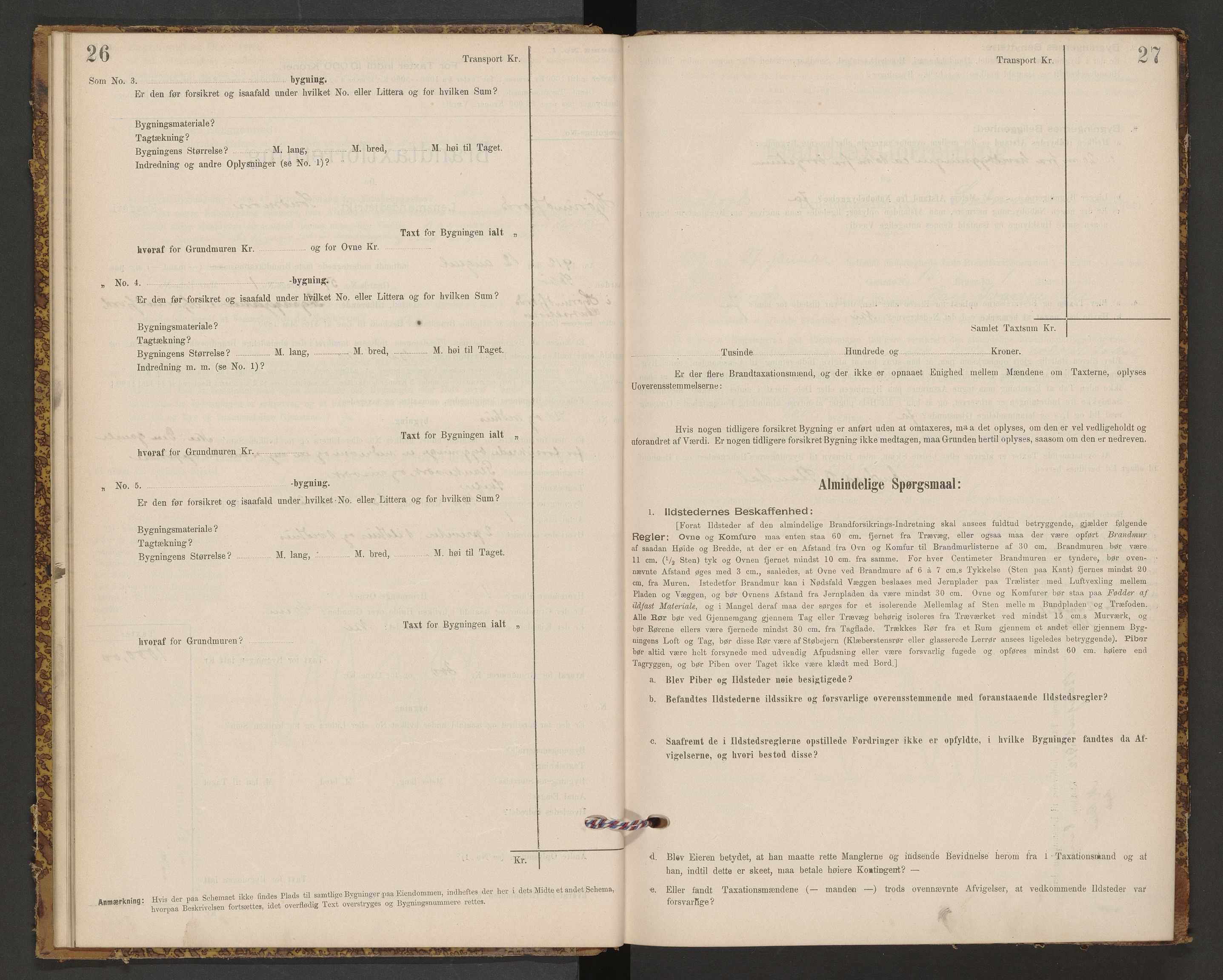 Norges Brannkasse Hjørundfjord, AV/SAT-A-5490/F/Fb/L0001: Branntakstprotokoll, 1911-1949, p. 26-27