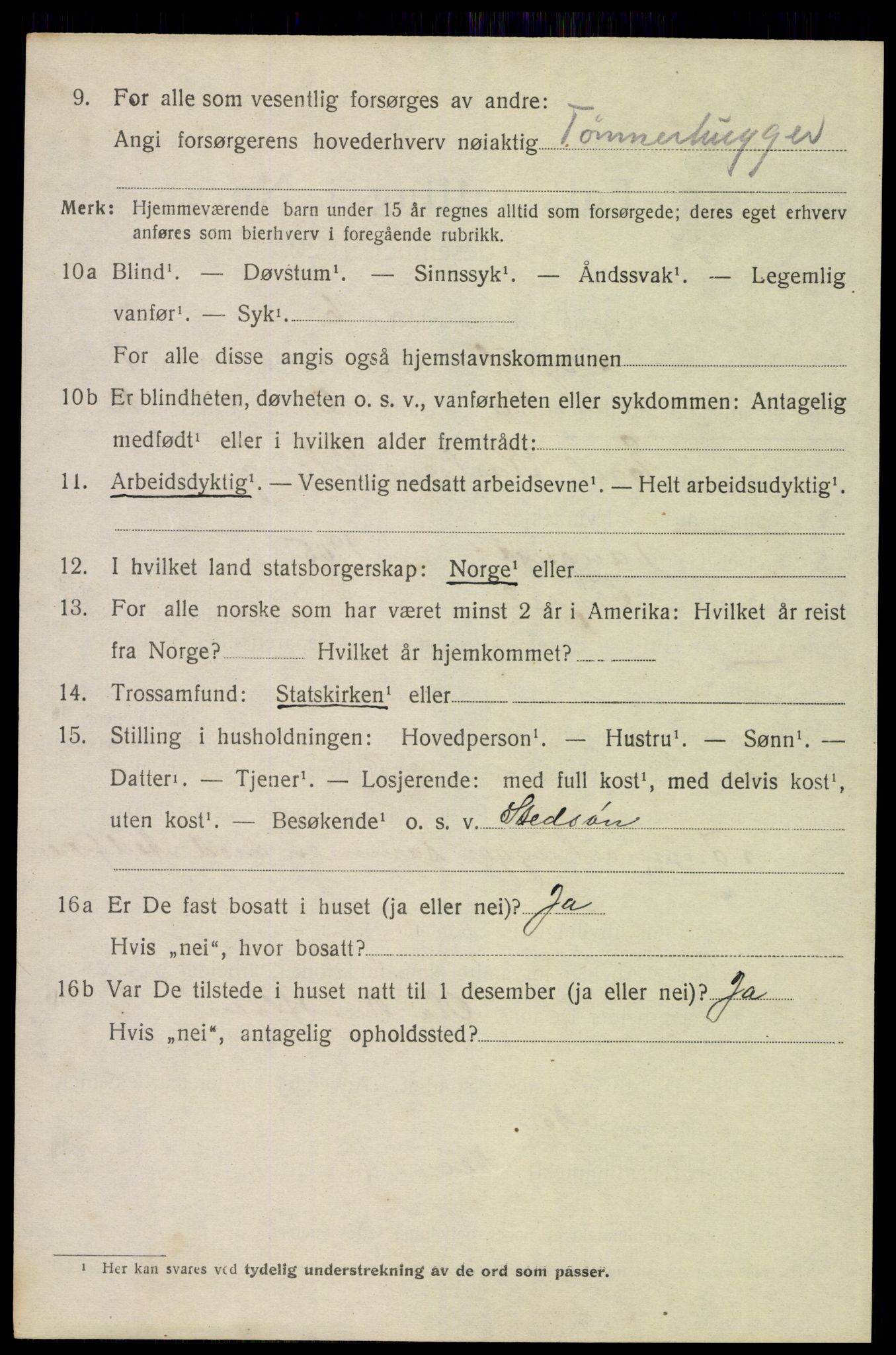 SAH, 1920 census for Trysil, 1920, p. 3086