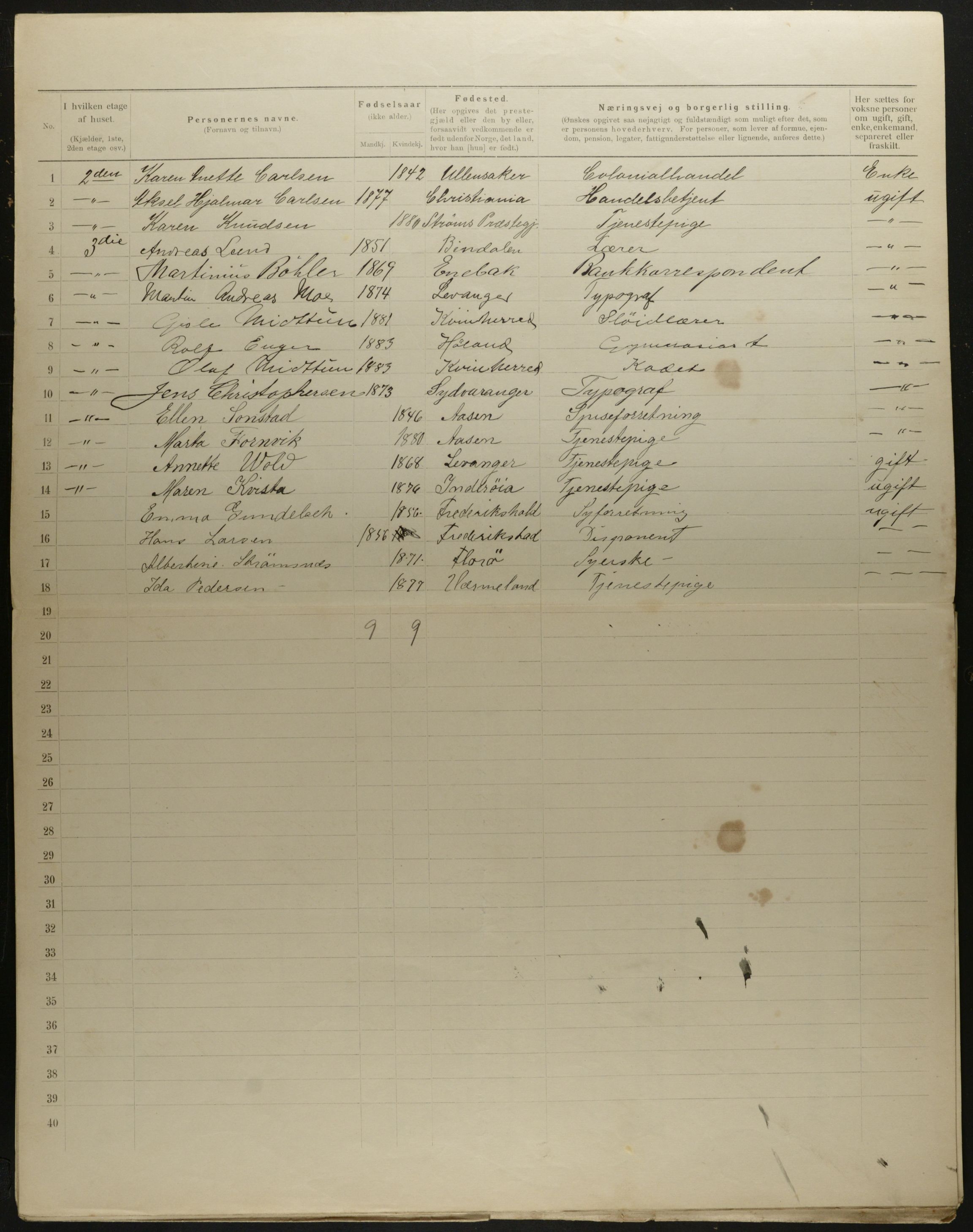 OBA, Municipal Census 1901 for Kristiania, 1901, p. 8325