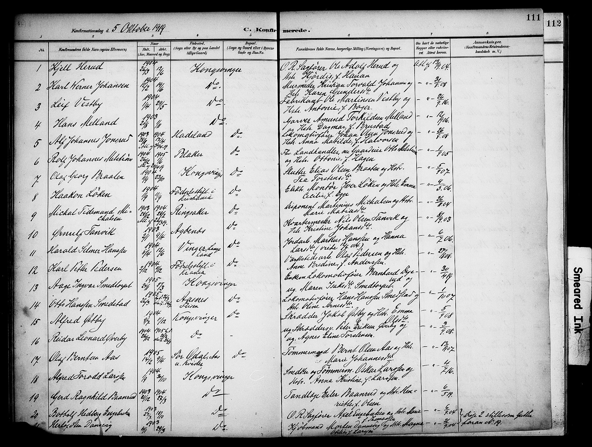 Vinger prestekontor, AV/SAH-PREST-024/H/Ha/Haa/L0016: Parish register (official) no. 16, 1898-1920, p. 111