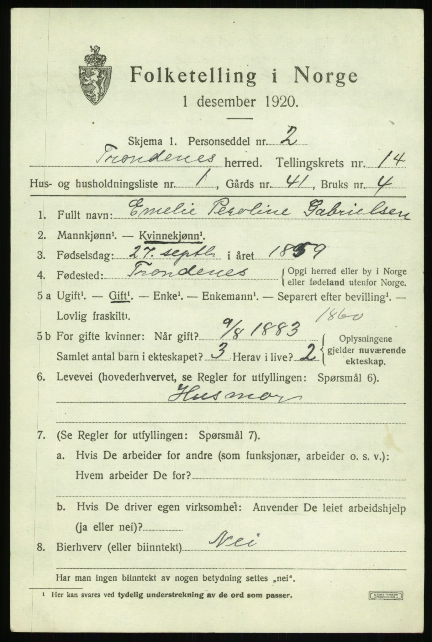 SATØ, 1920 census for Trondenes, 1920, p. 9967