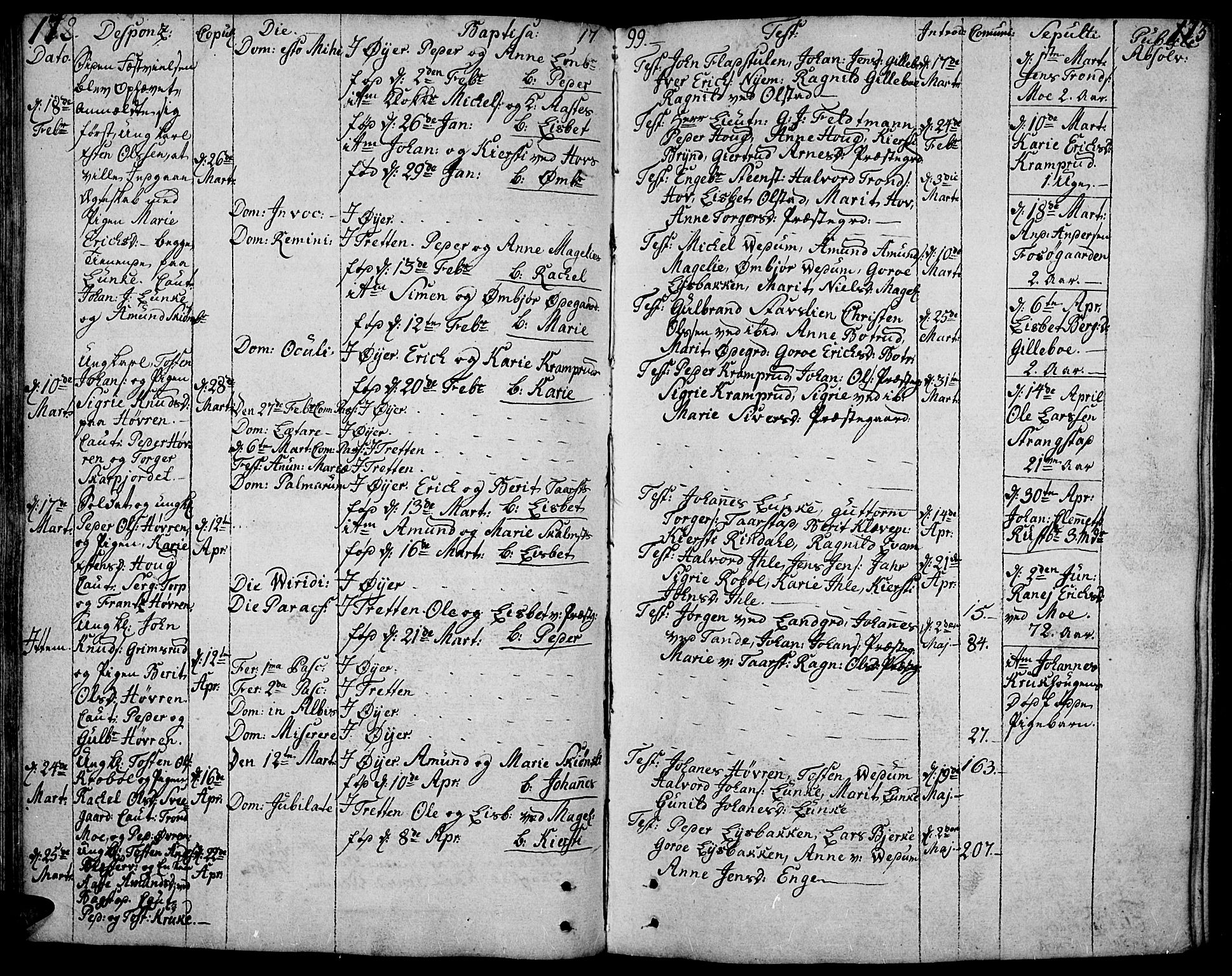Øyer prestekontor, SAH/PREST-084/H/Ha/Haa/L0003: Parish register (official) no. 3, 1784-1824, p. 172-173