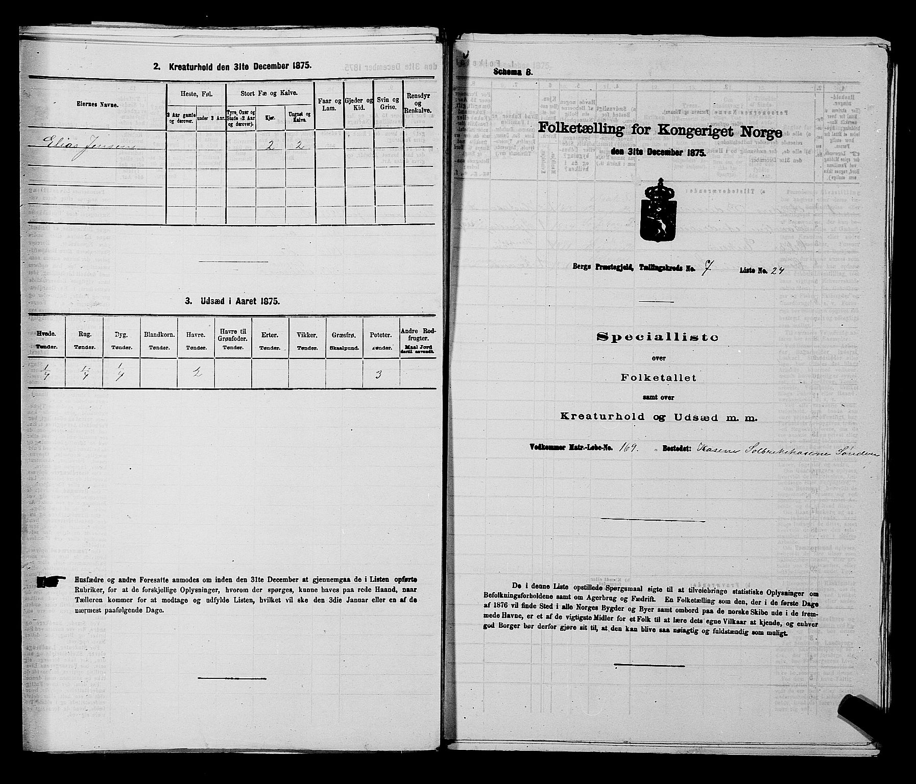 RA, 1875 census for 0116P Berg, 1875, p. 1143