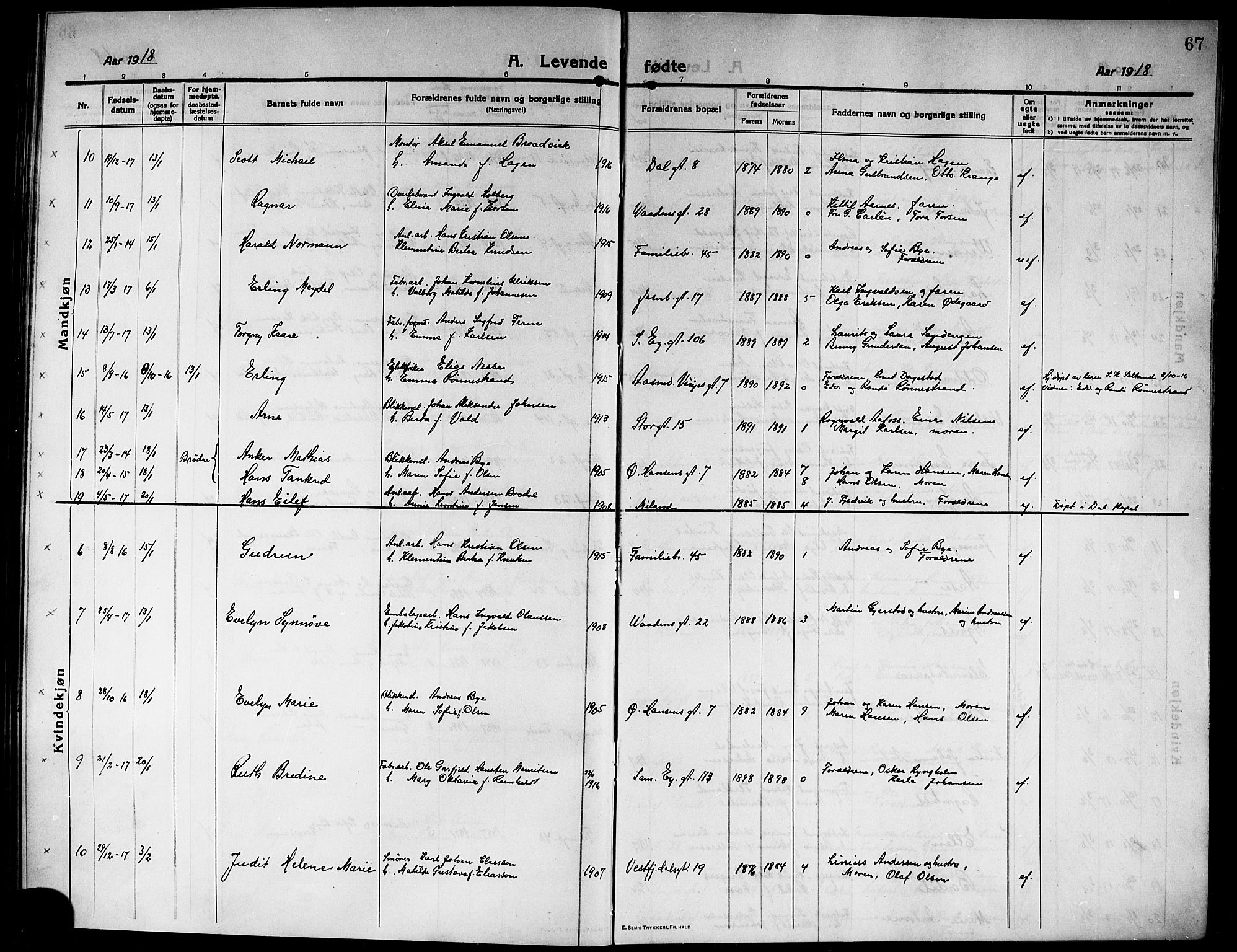 Rjukan kirkebøker, SAKO/A-294/G/Ga/L0002: Parish register (copy) no. 2, 1913-1920, p. 67