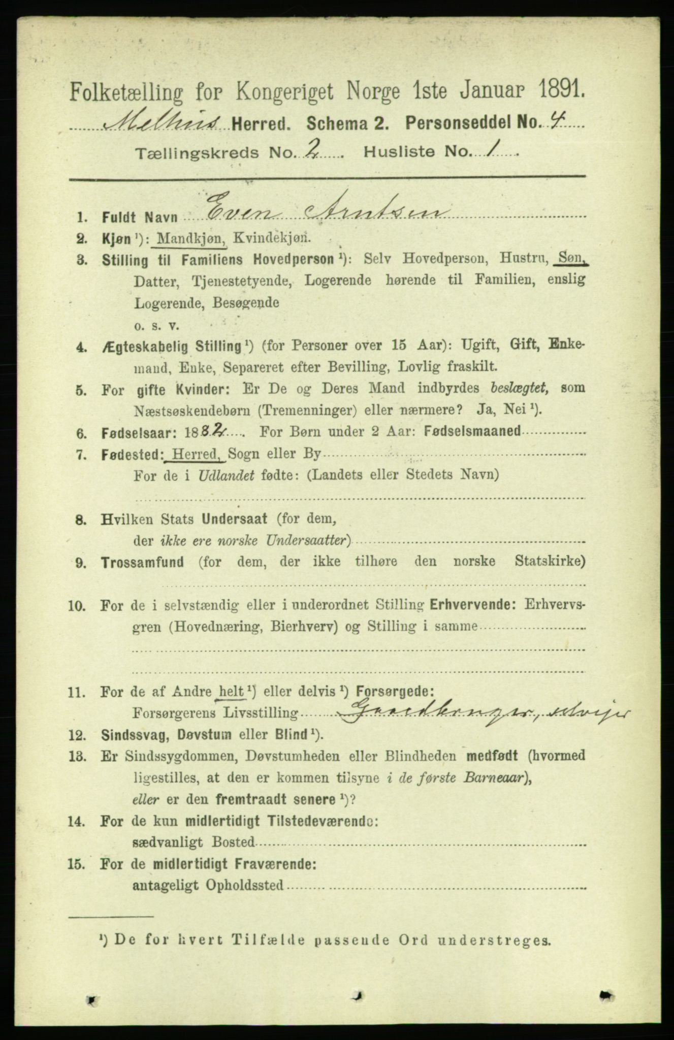 RA, 1891 census for 1653 Melhus, 1891, p. 743