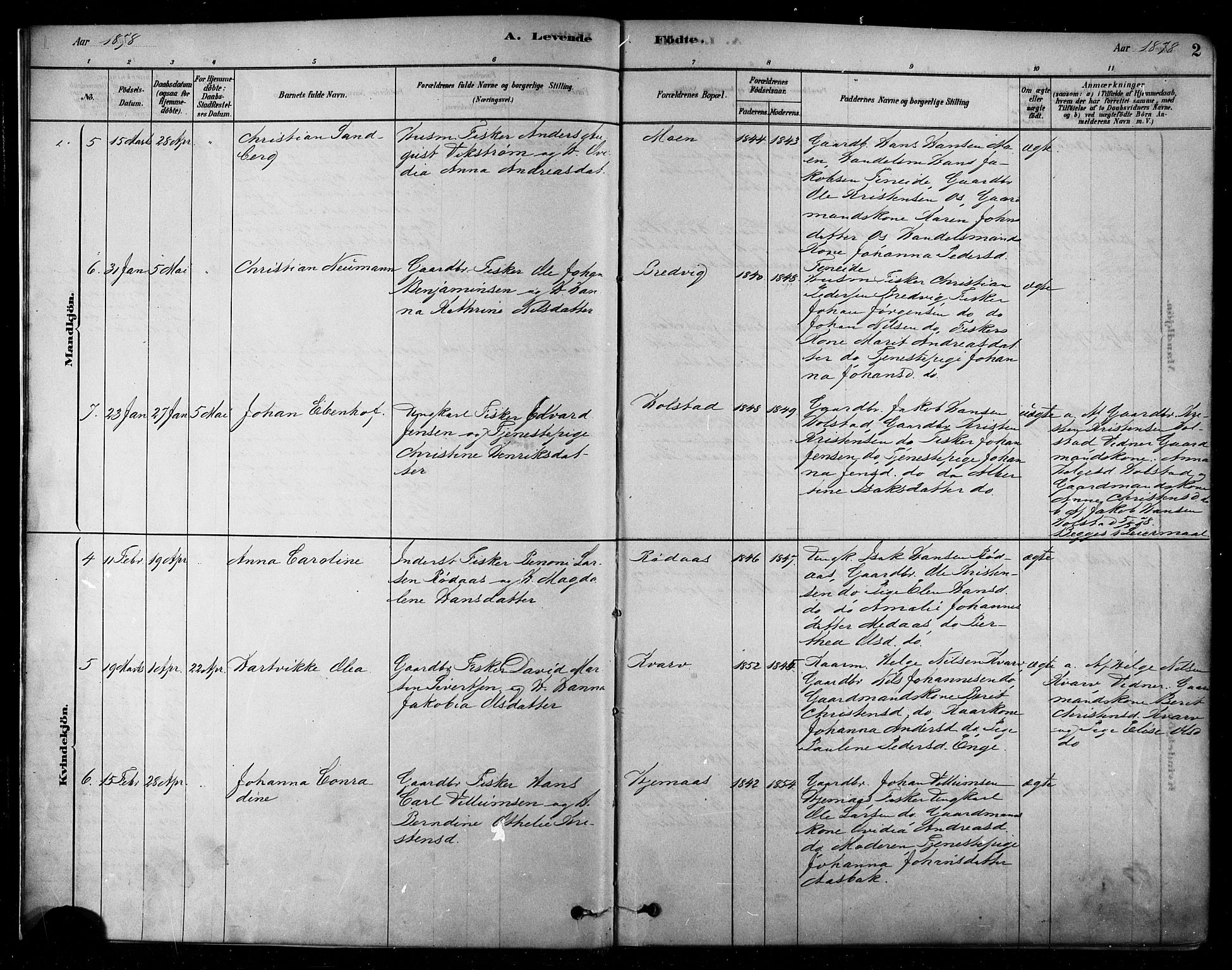 Ministerialprotokoller, klokkerbøker og fødselsregistre - Nordland, AV/SAT-A-1459/852/L0740: Parish register (official) no. 852A10, 1878-1894, p. 2